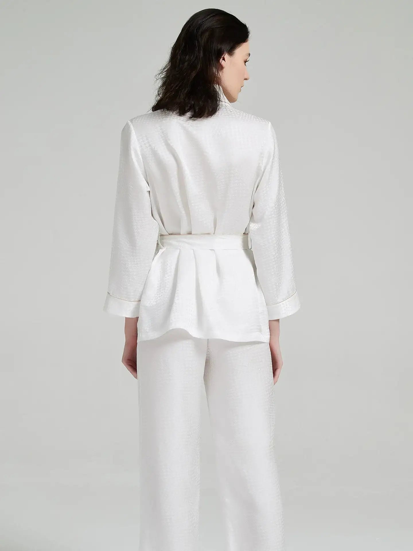 Houndstooth Jacquard Long Sleeve Pants Set