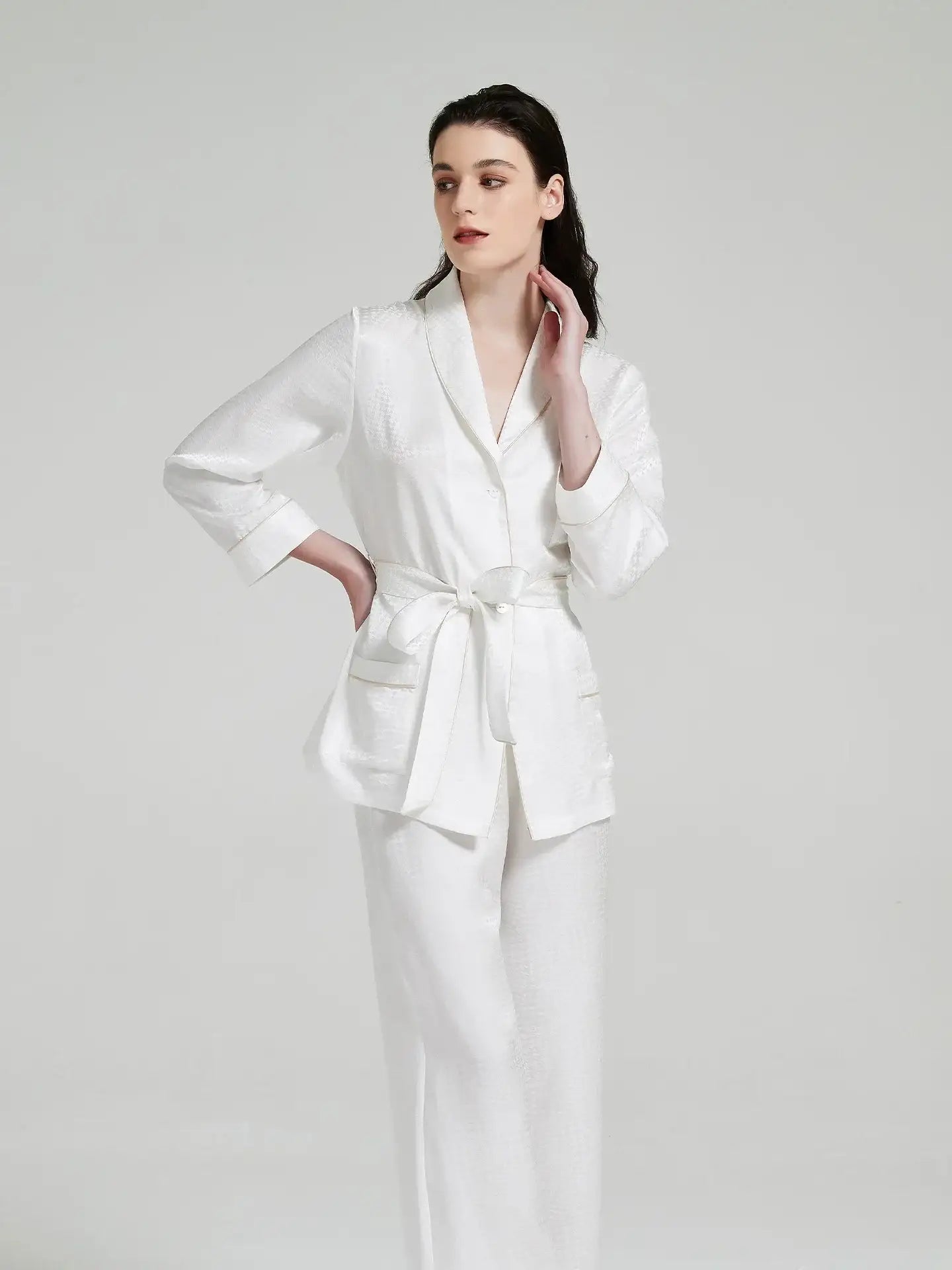 Houndstooth Jacquard Long Sleeve Pants Set