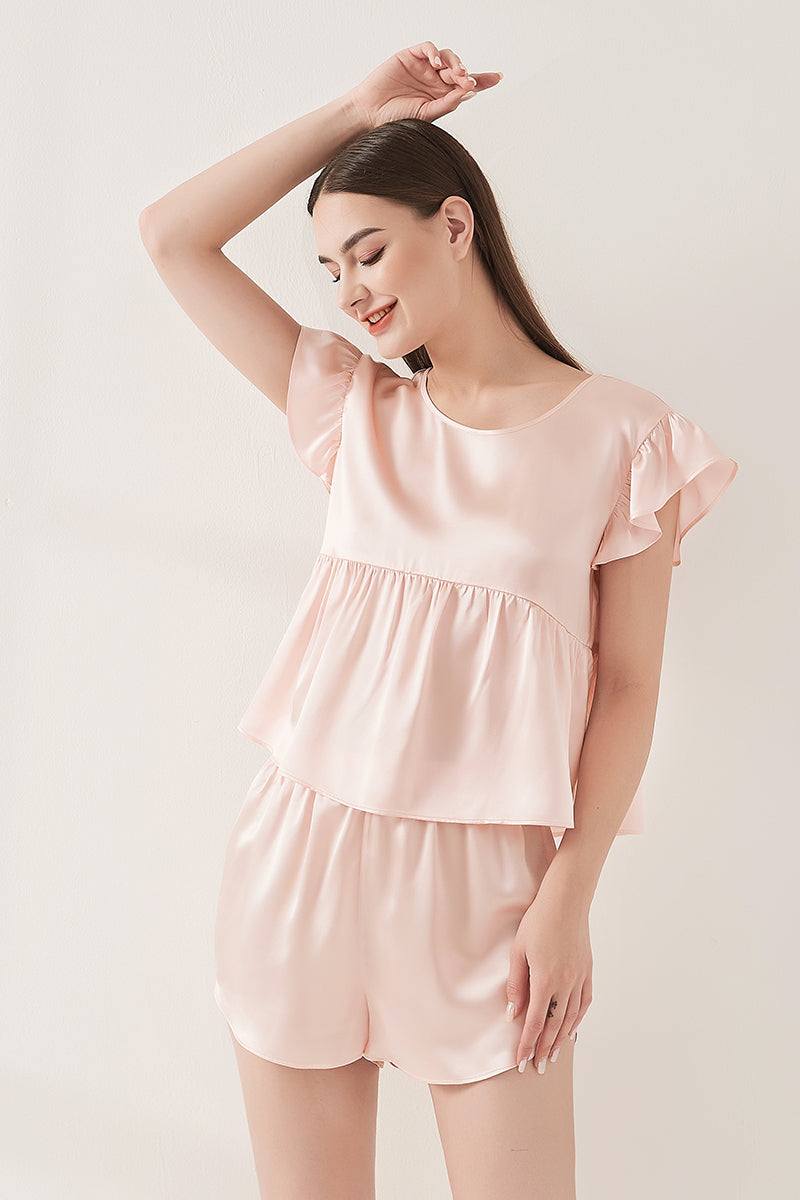 Playful flying sleeve short-sleeved shorts suit