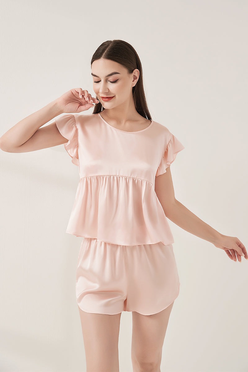 Playful flying sleeve short-sleeved shorts suit