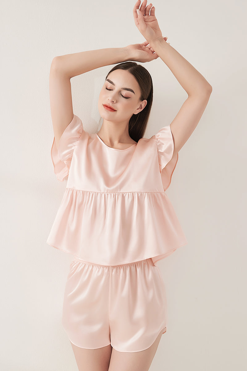 Playful flying sleeve short-sleeved shorts suit