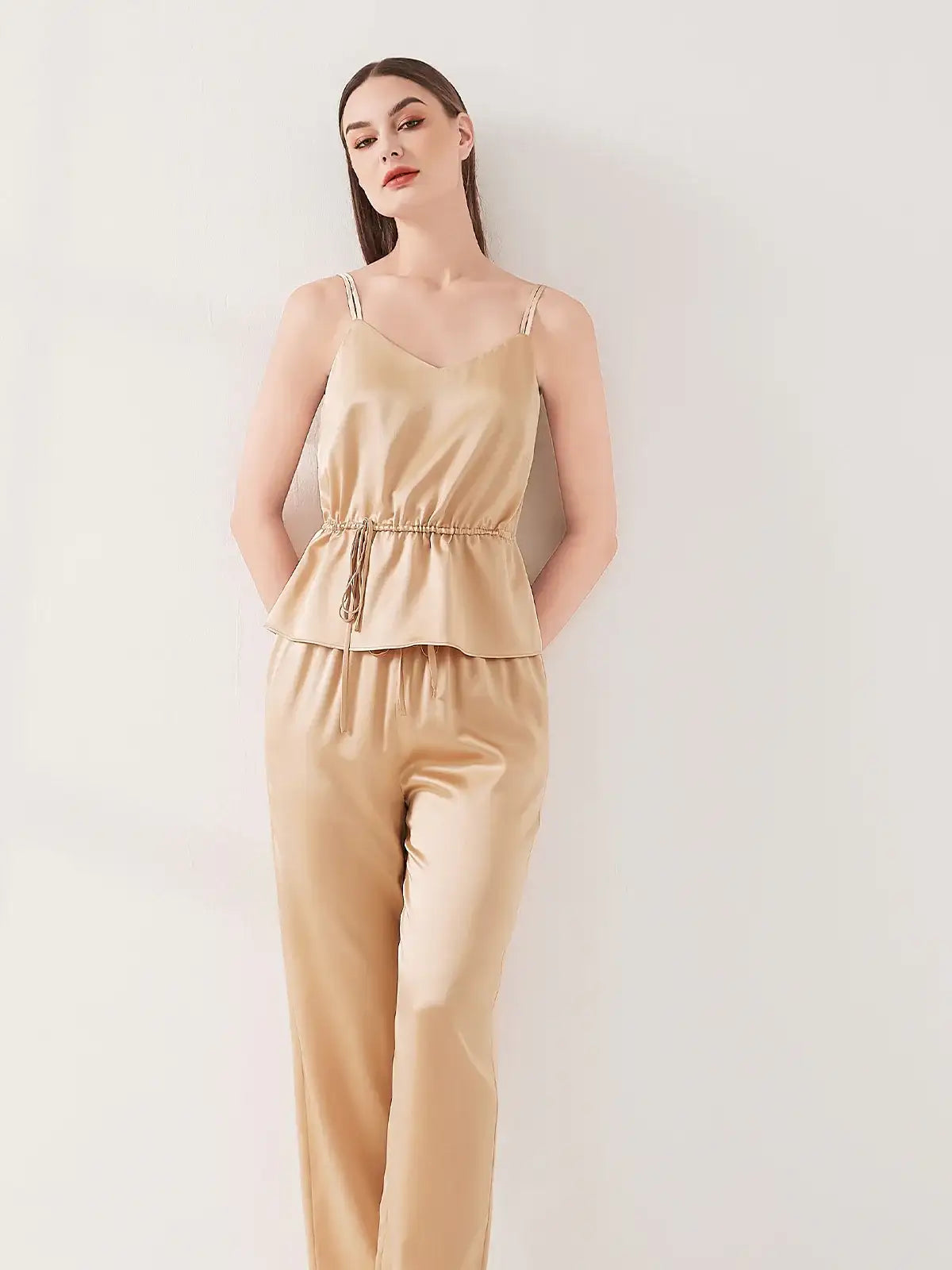 Silk Stretch Satin Suspender 3Pcs Set - JANCESILK