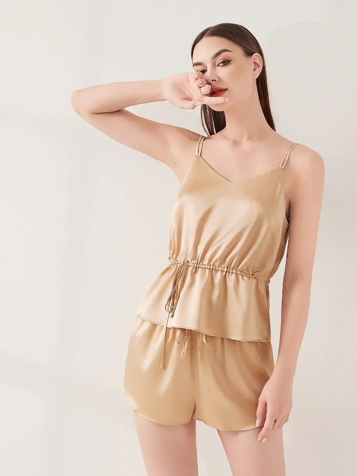 Silk Stretch Satin Suspender 3Pcs Set - JANCESILK