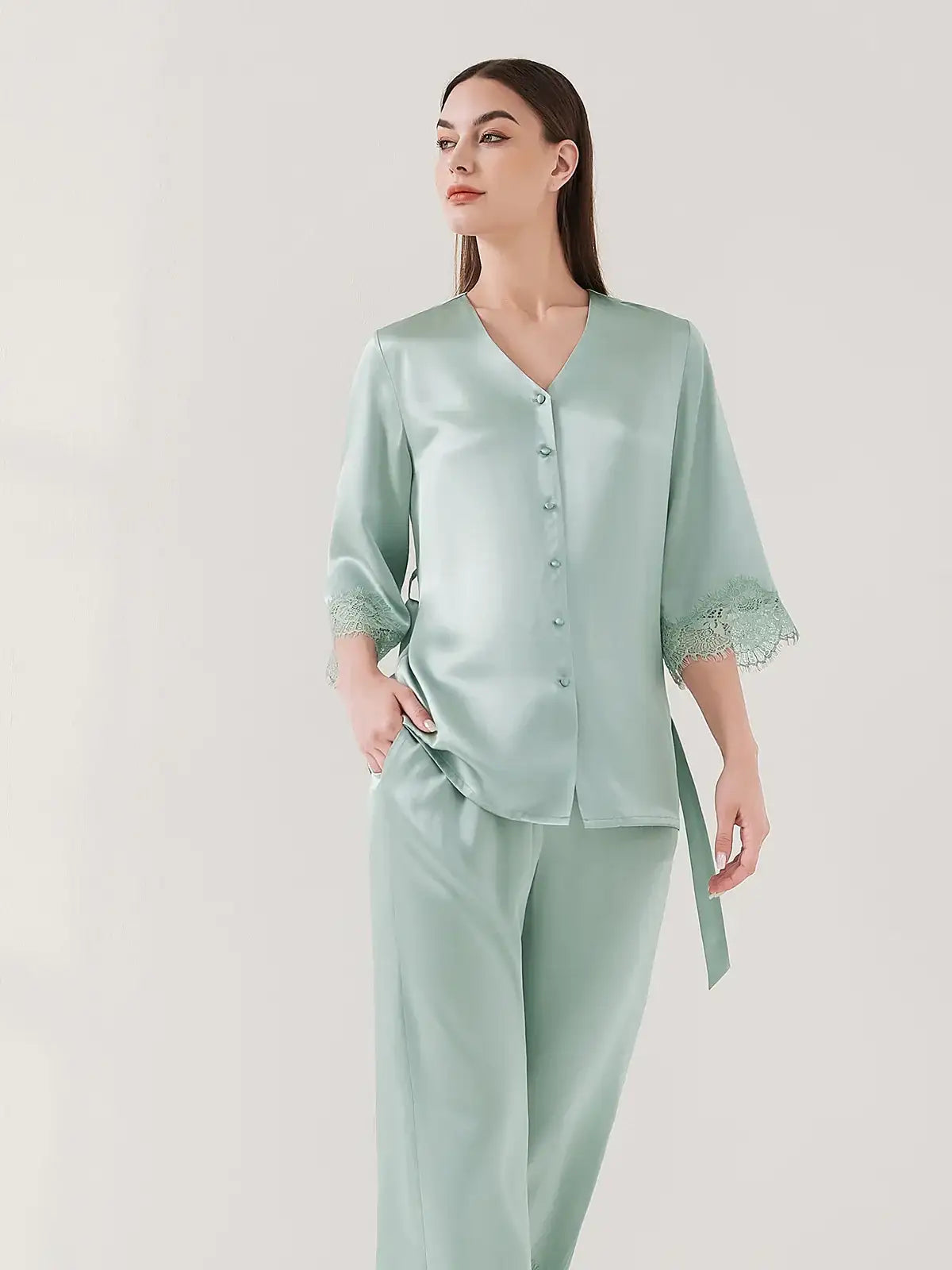 Silk lace pajama set - JANCESILK