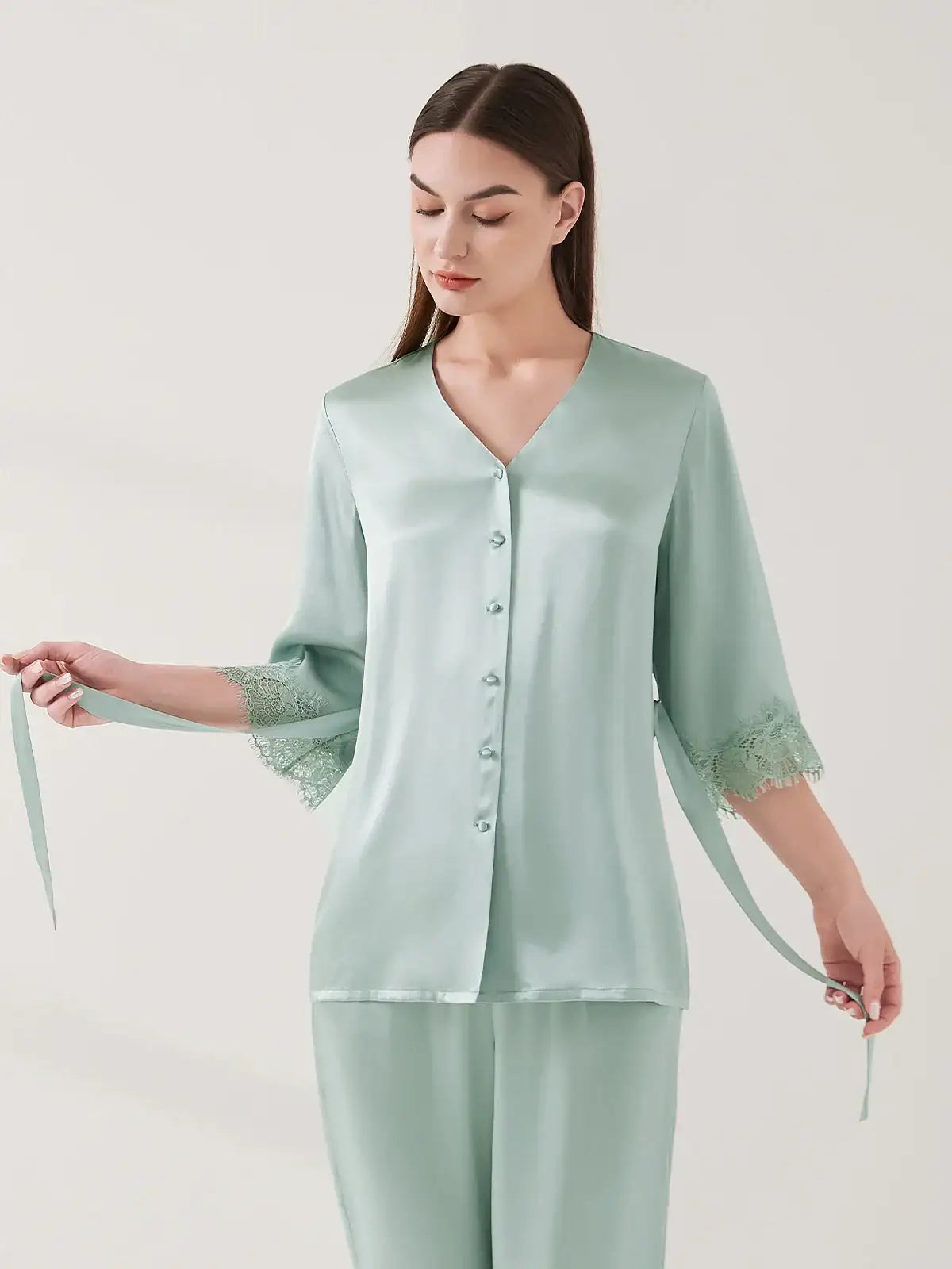 Silk lace pajama set - JANCESILK