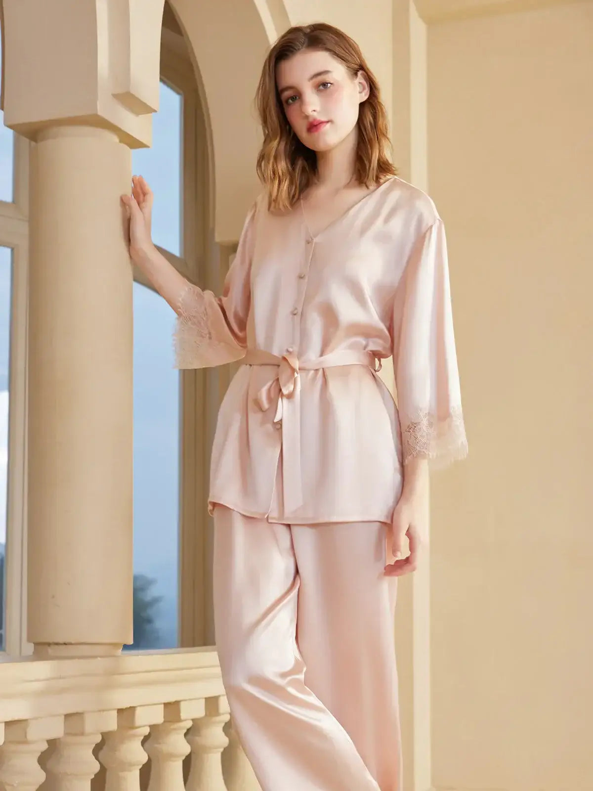 Silk lace pajama set - JANCESILK