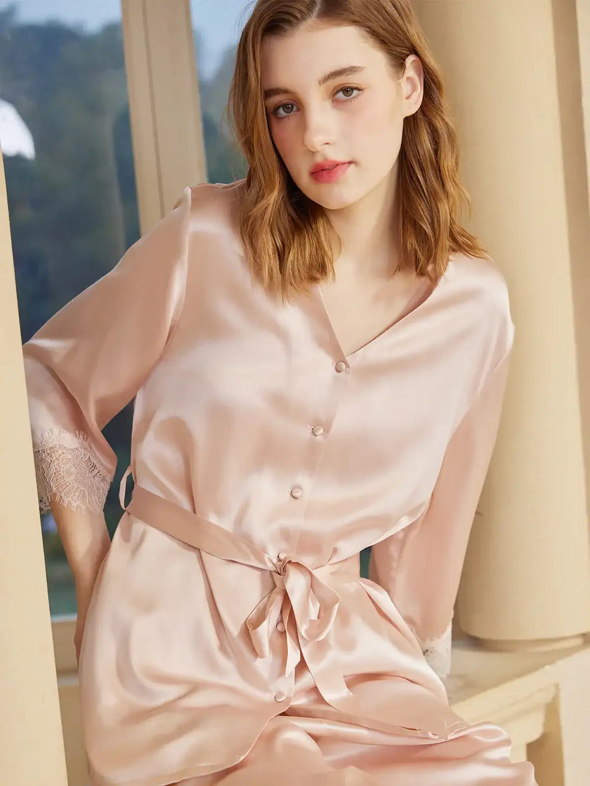 Silk lace pajama set - JANCESILK