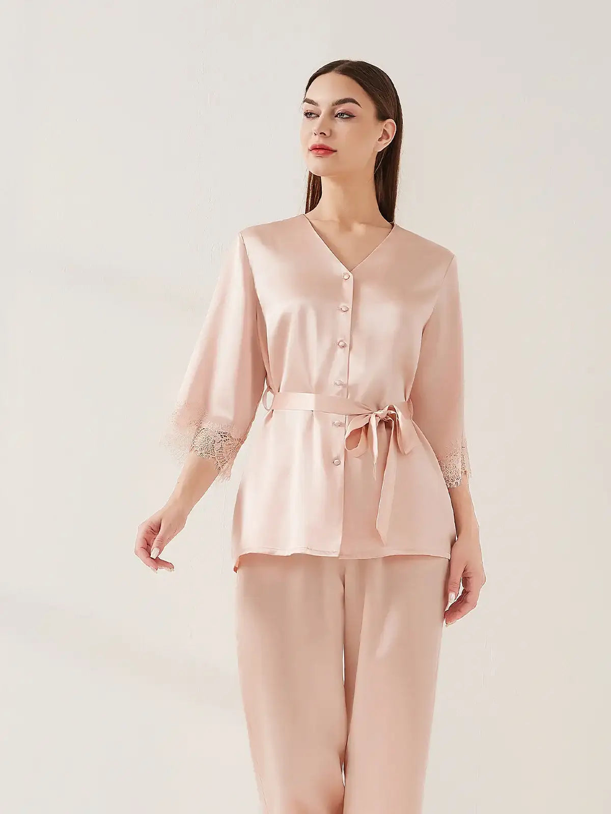 Silk lace pajama set - JANCESILK