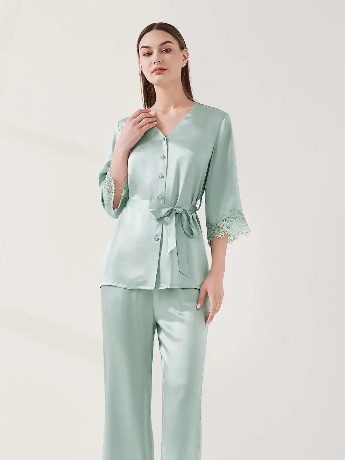 Silk lace pajama set - JANCESILK