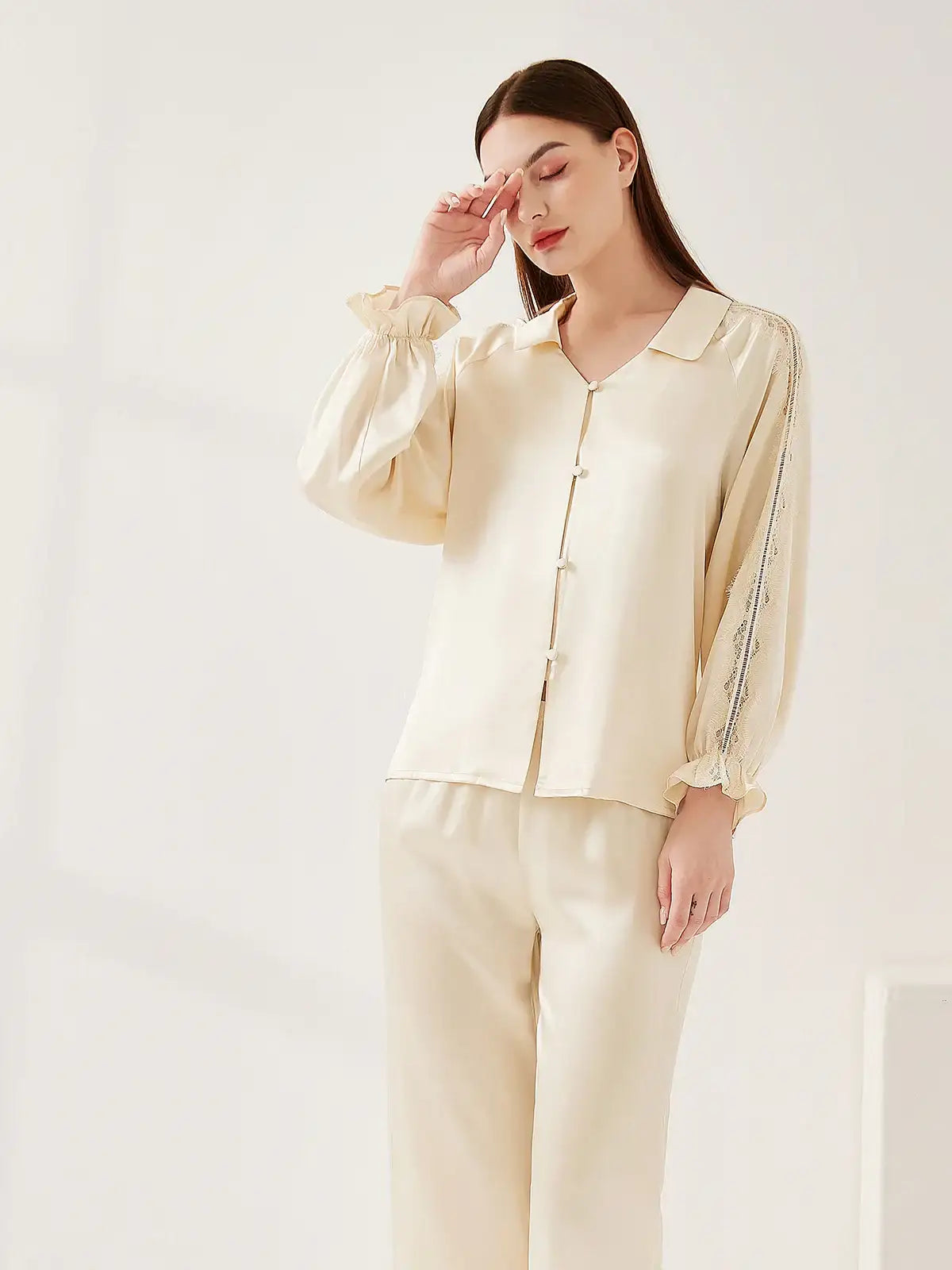 Lace Raglan Sleeve Suit - JANCESILK