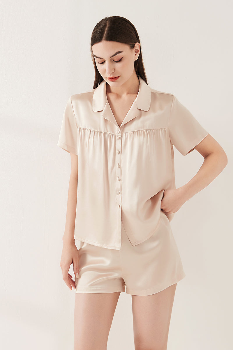 Silk short-sleeved shorts suit