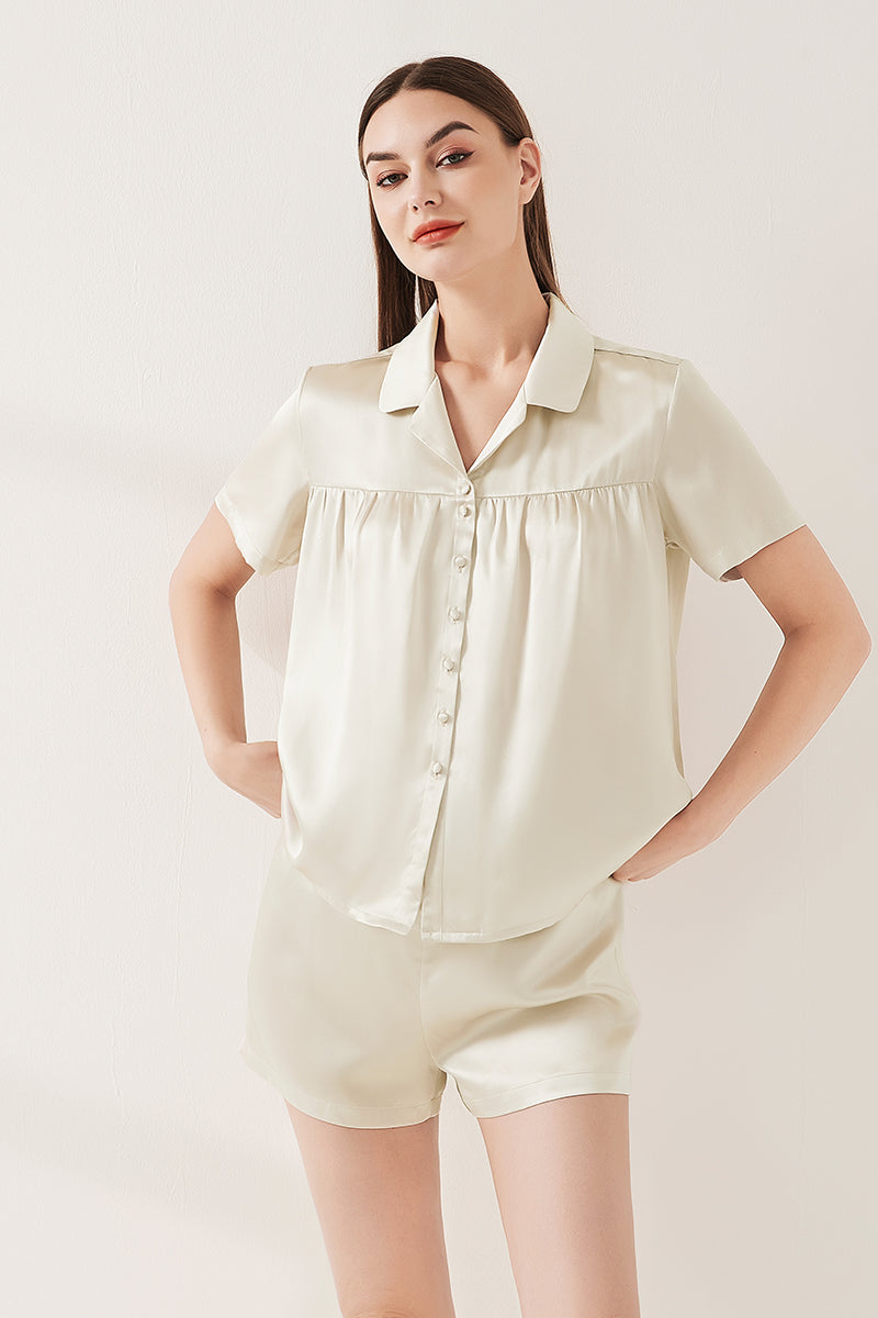 Silk short-sleeved shorts suit