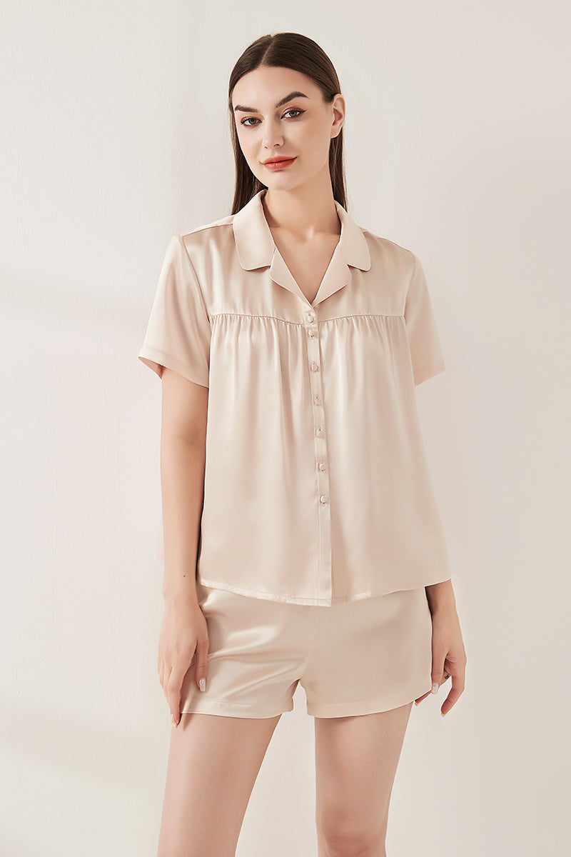 Silk short-sleeved shorts suit