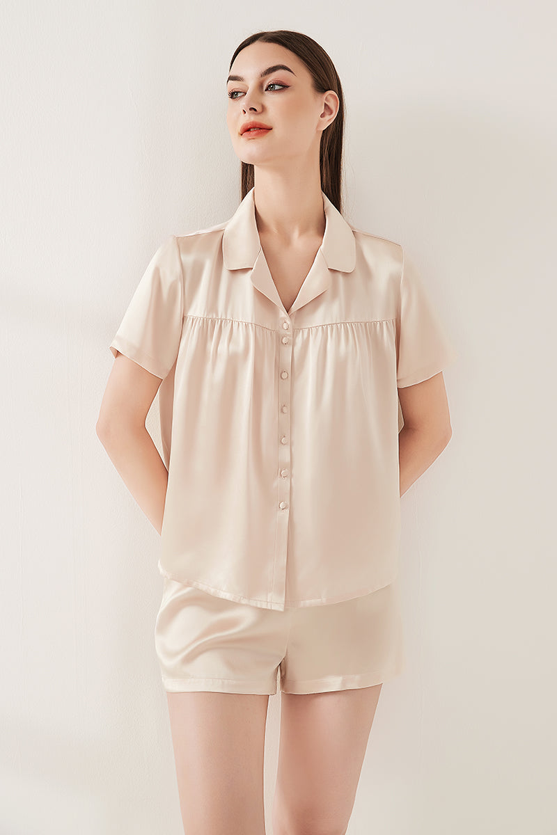 Silk short-sleeved shorts suit