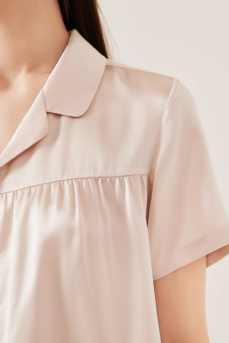 Silk short-sleeved shorts suit