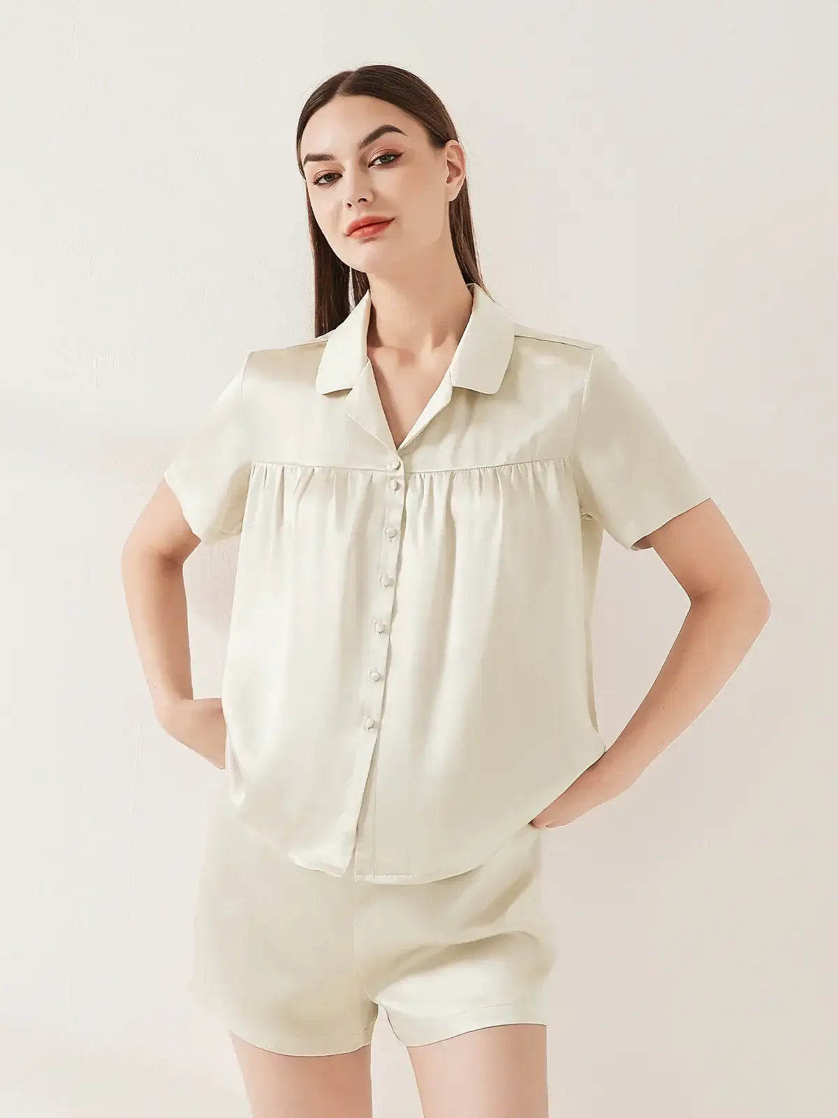Silk Short-sleeved Shorts Suit - JANCESILK