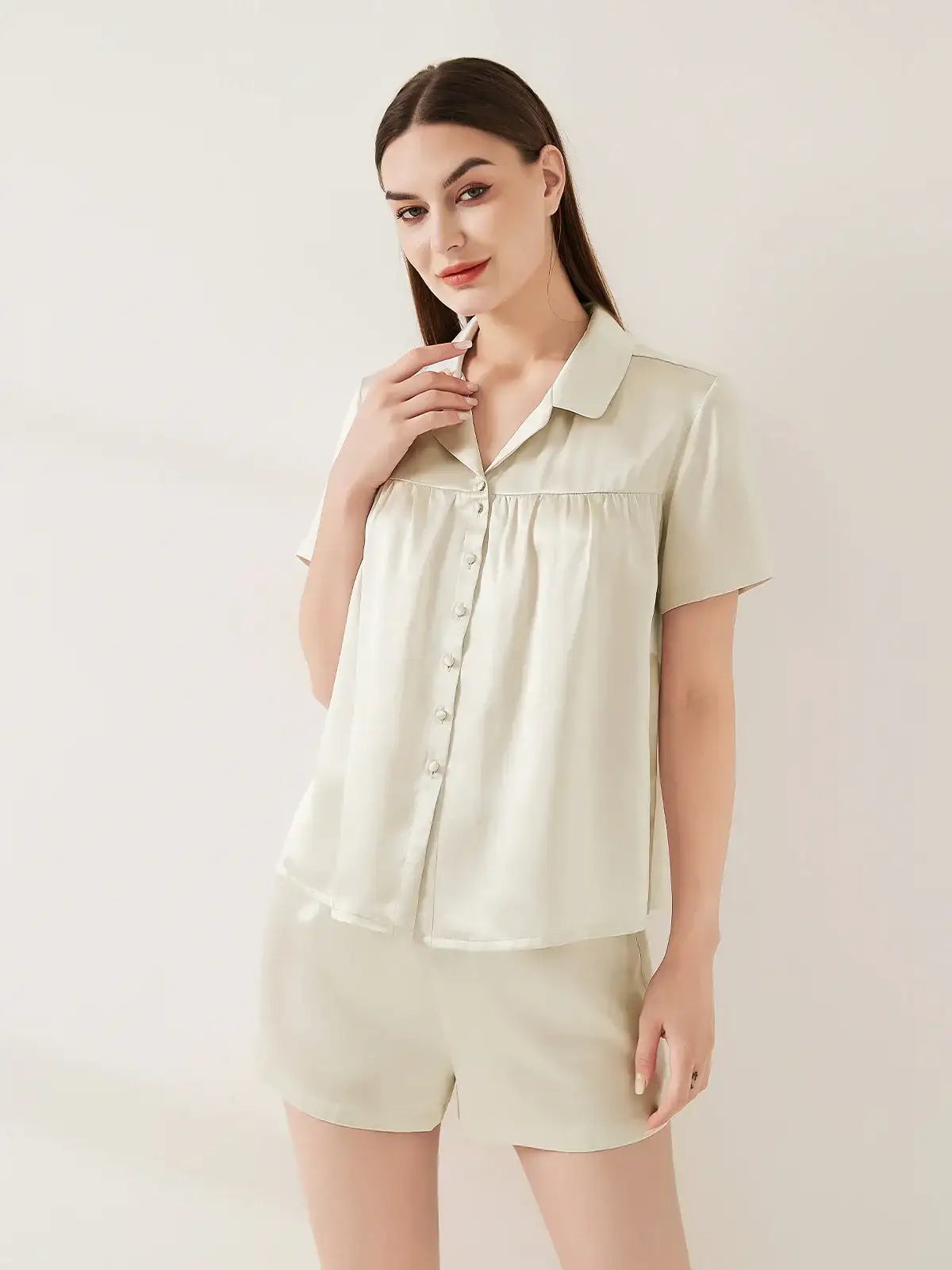 Silk Short-sleeved Shorts Suit - JANCESILK