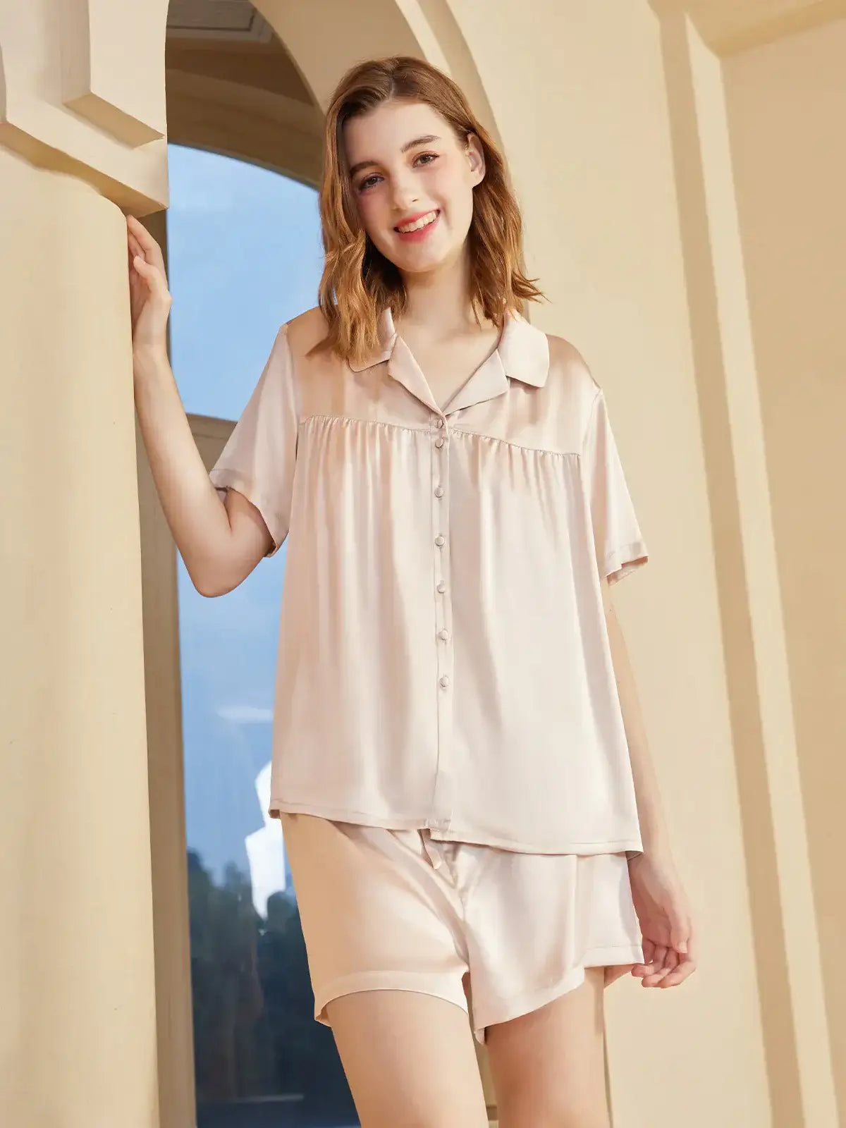 Silk Short-sleeved Shorts Suit - JANCESILK