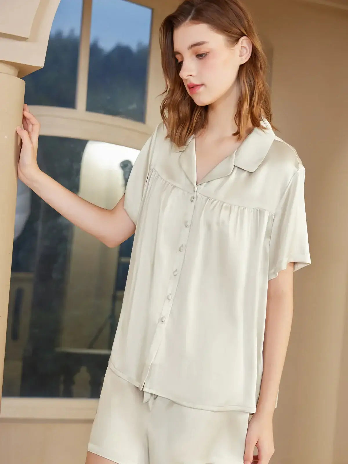 Silk Short-sleeved Shorts Suit - JANCESILK