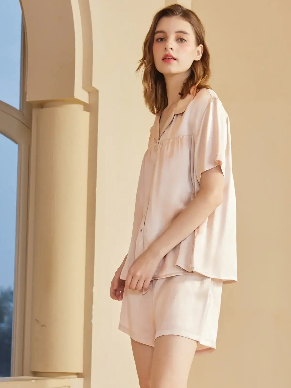 Silk Short-sleeved Shorts Suit - JANCESILK