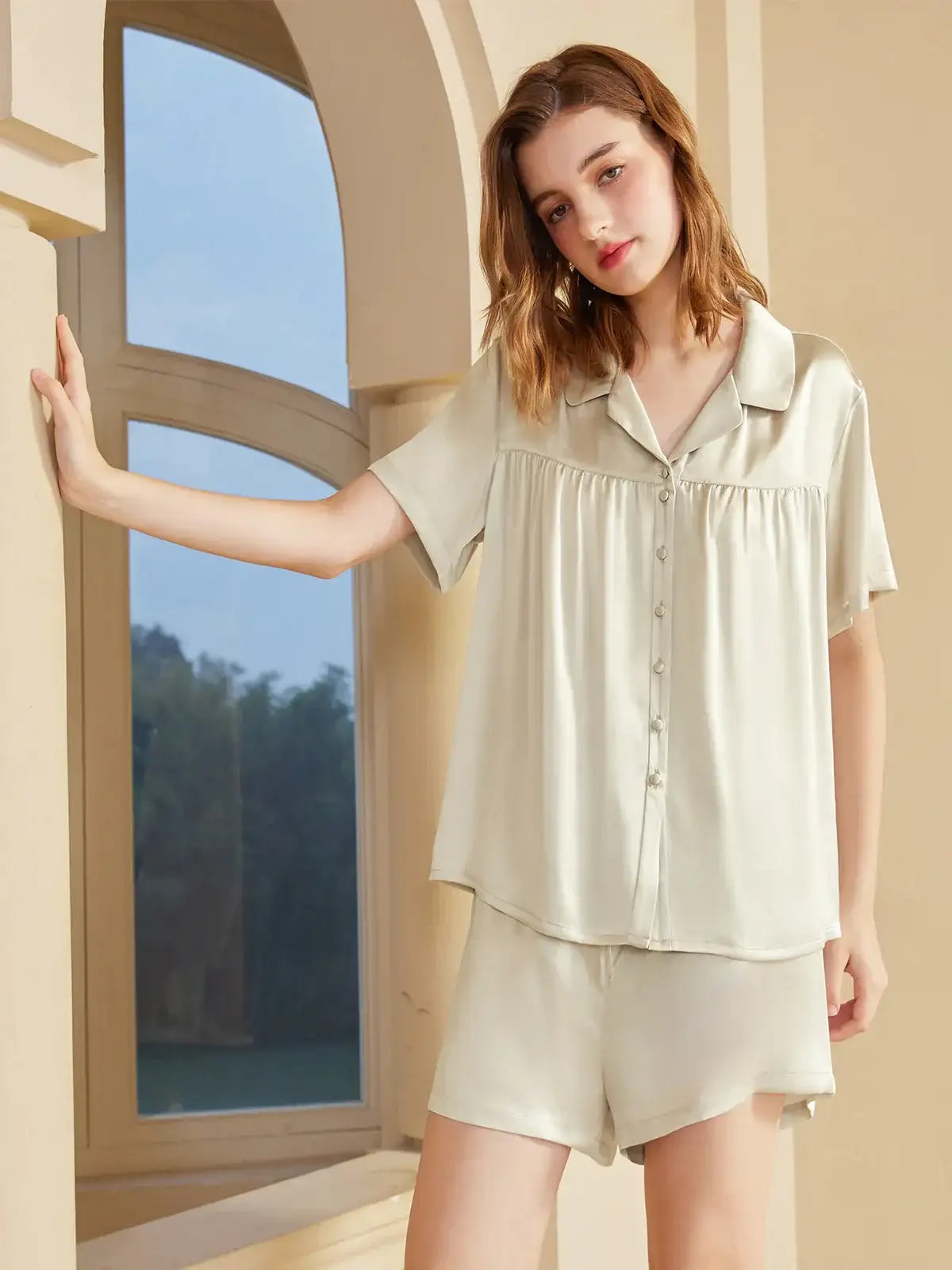 Silk Short-sleeved Shorts Suit - JANCESILK