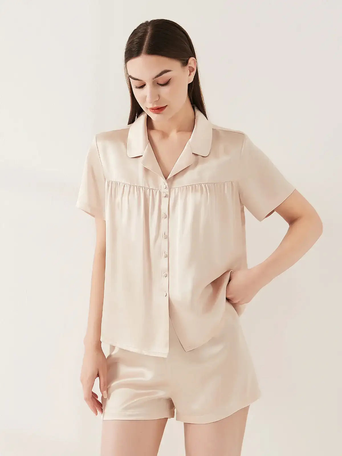 Silk Short-sleeved Shorts Suit - JANCESILK
