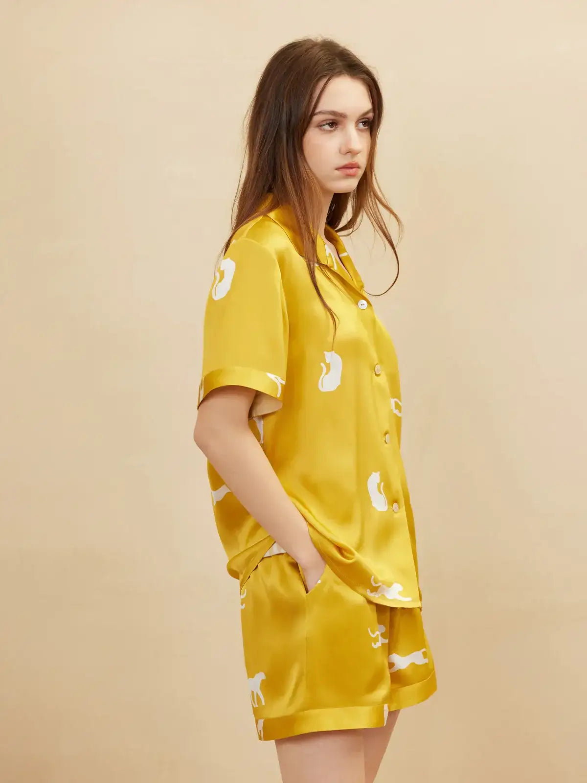 Leopard Print Short-sleeved Shorts Set - JANCESILK