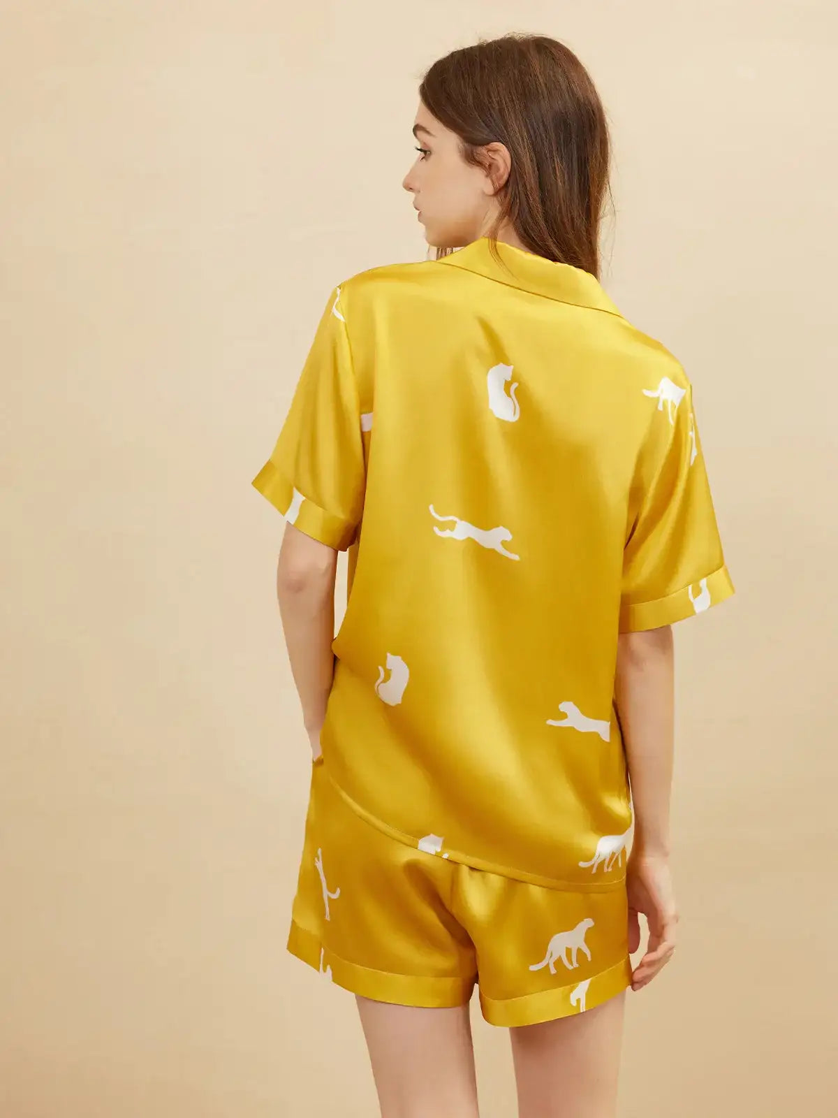 Leopard Print Short-sleeved Shorts Set - JANCESILK