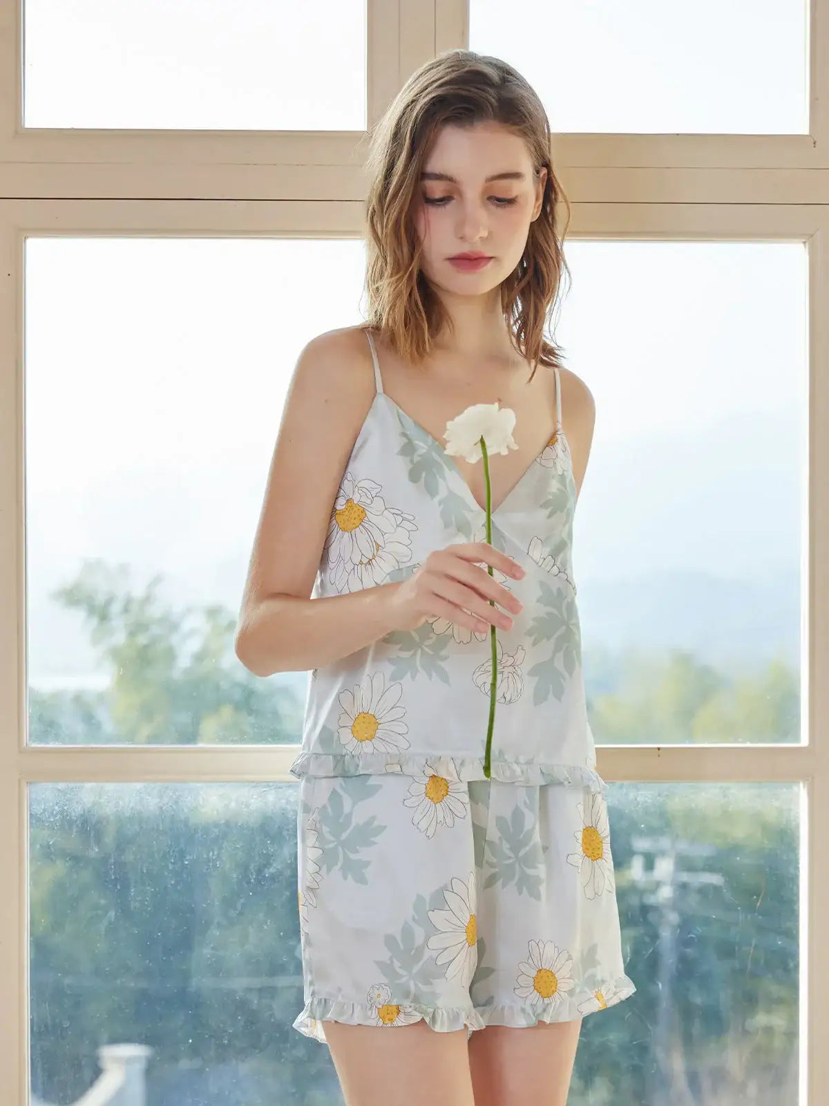 Daisy Print Overalls Set - JANCESILK