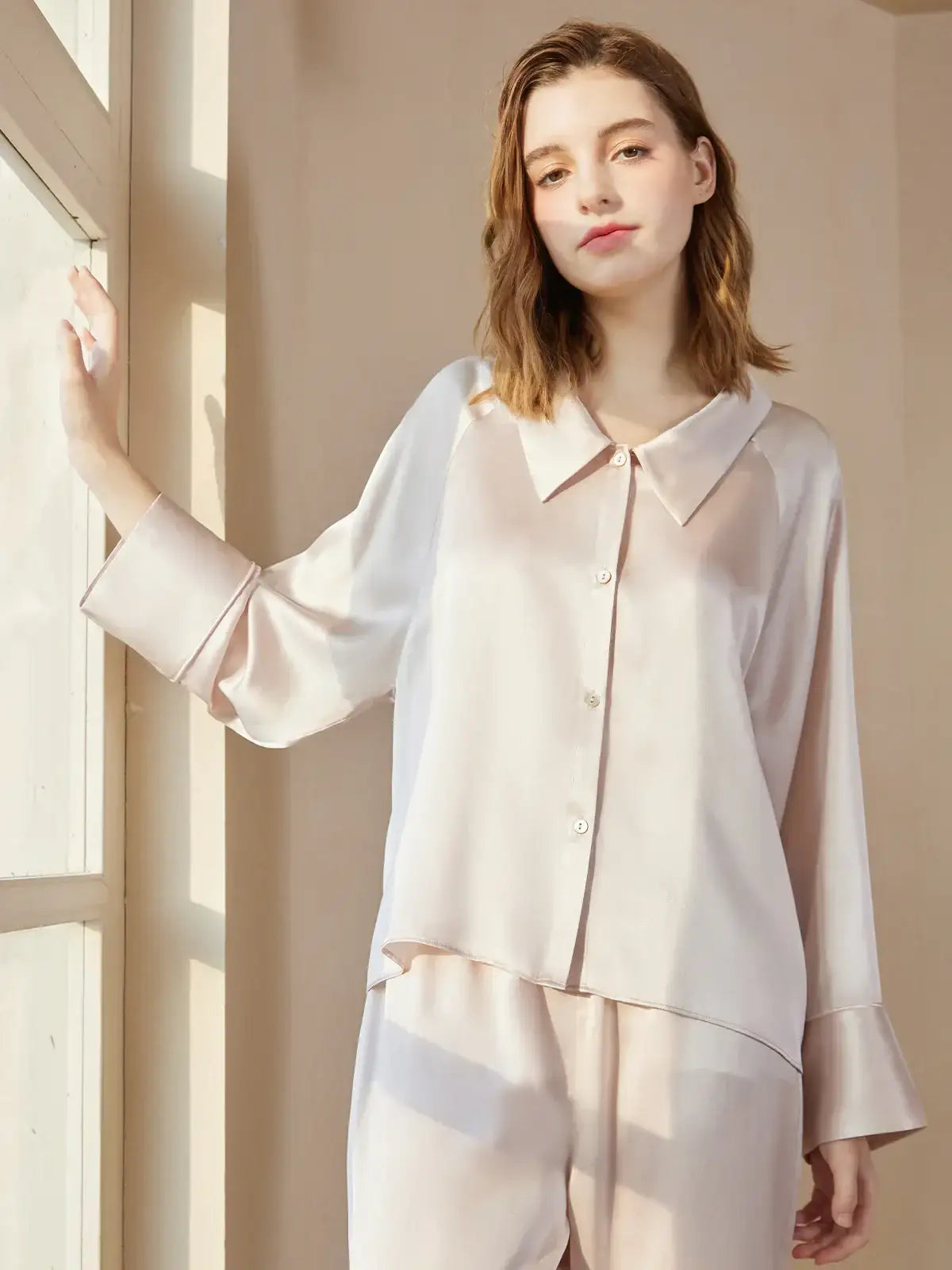 Raglan long sleeve trousers suit - JANCESILK