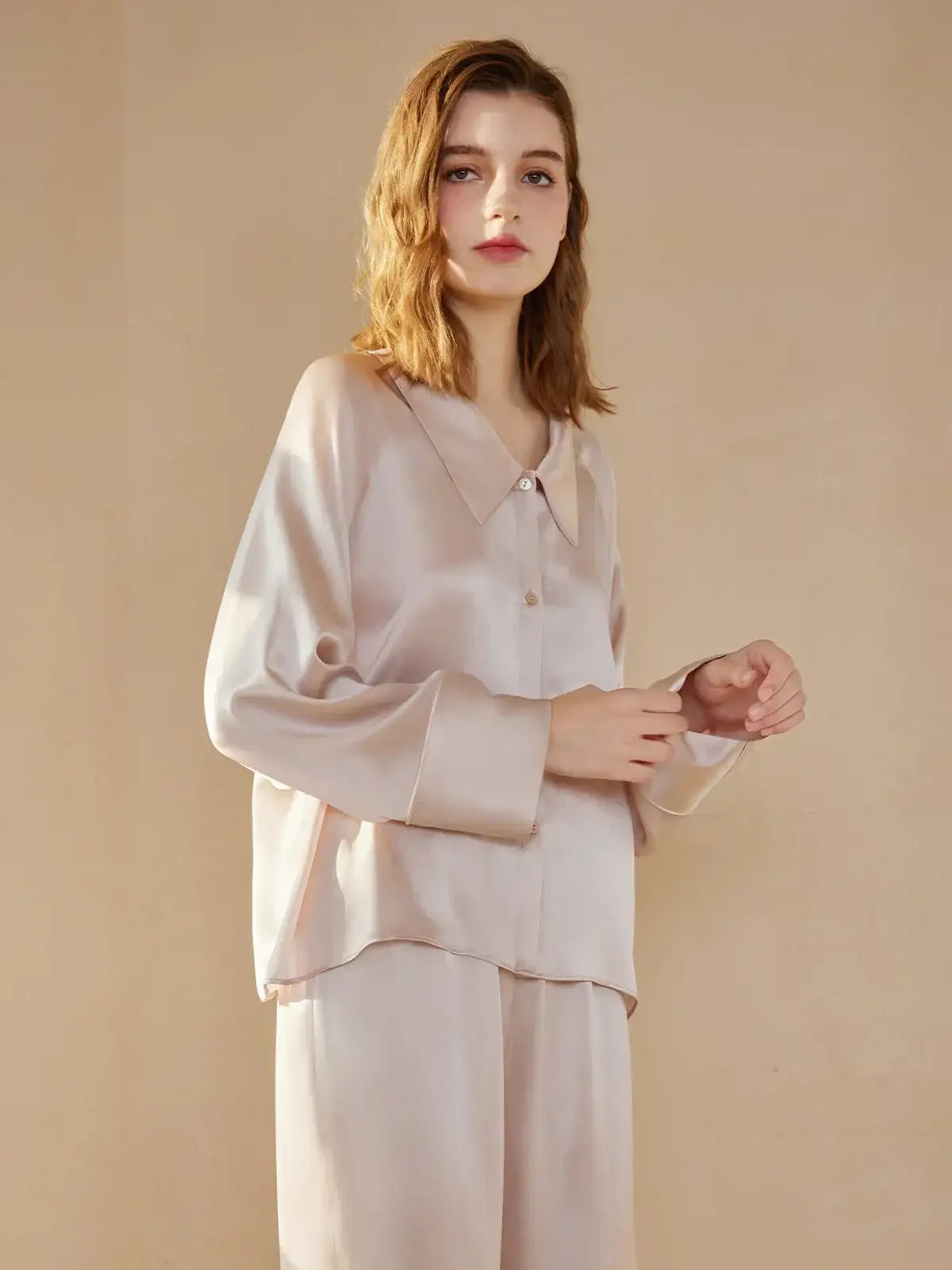 Raglan long sleeve trousers suit - JANCESILK
