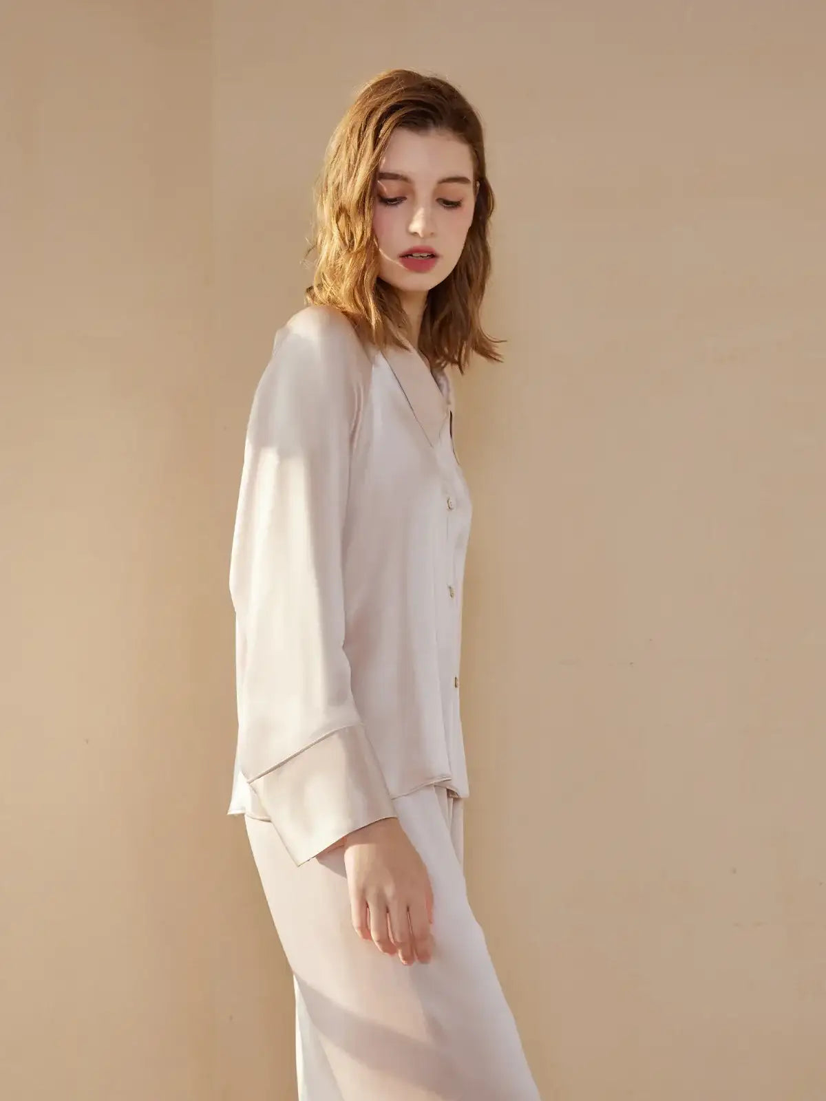 Raglan long sleeve trousers suit - JANCESILK