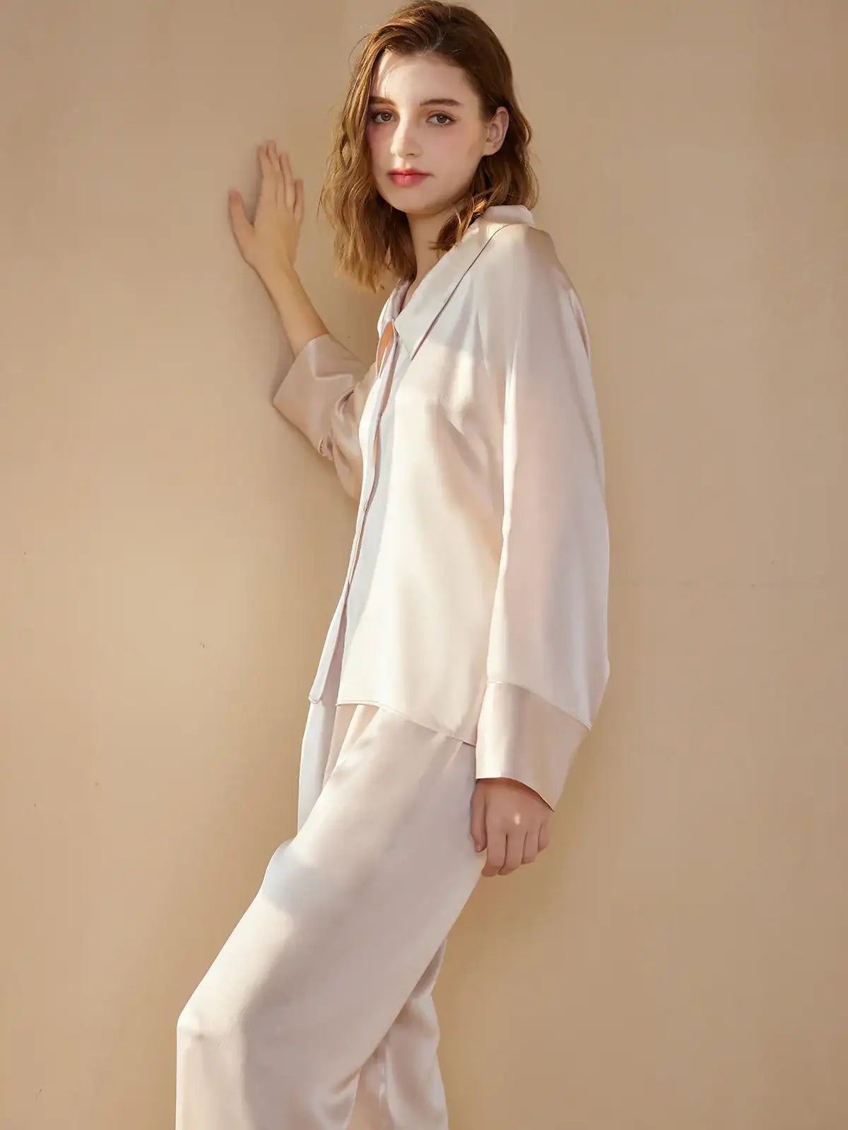 Raglan long sleeve trousers suit - JANCESILK