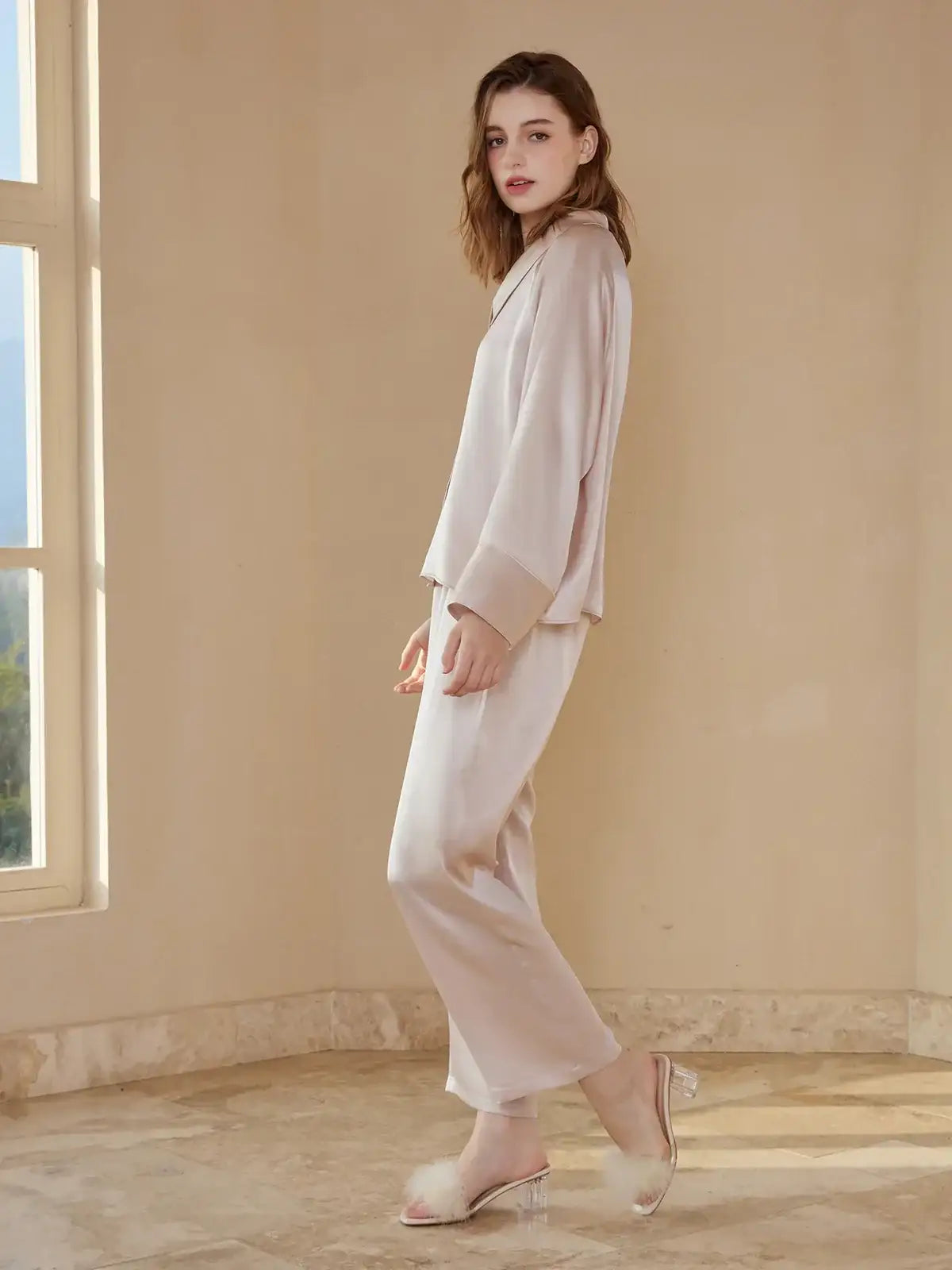 Raglan long sleeve trousers suit - JANCESILK
