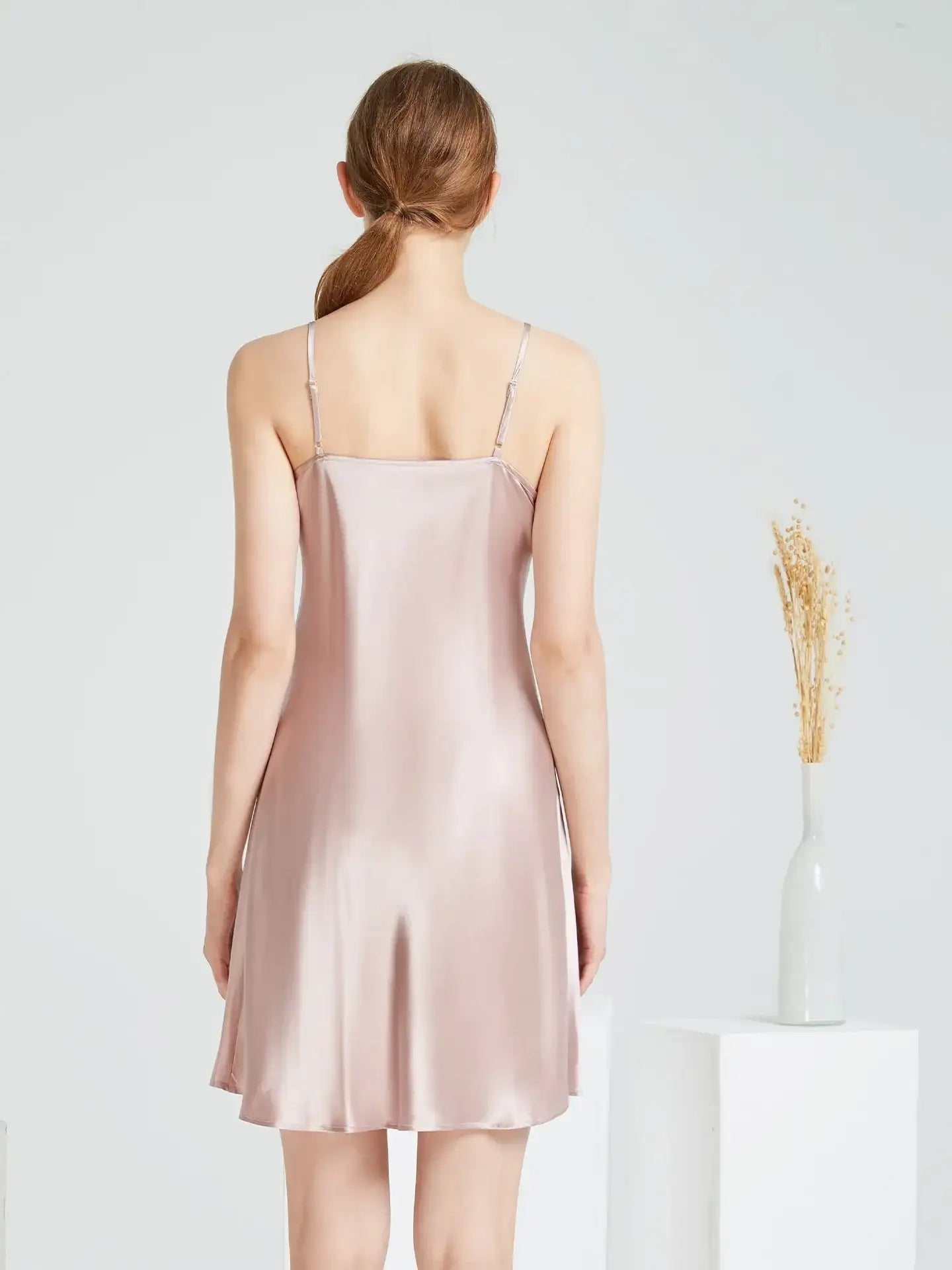 Silk V-neck Suspender Skirt