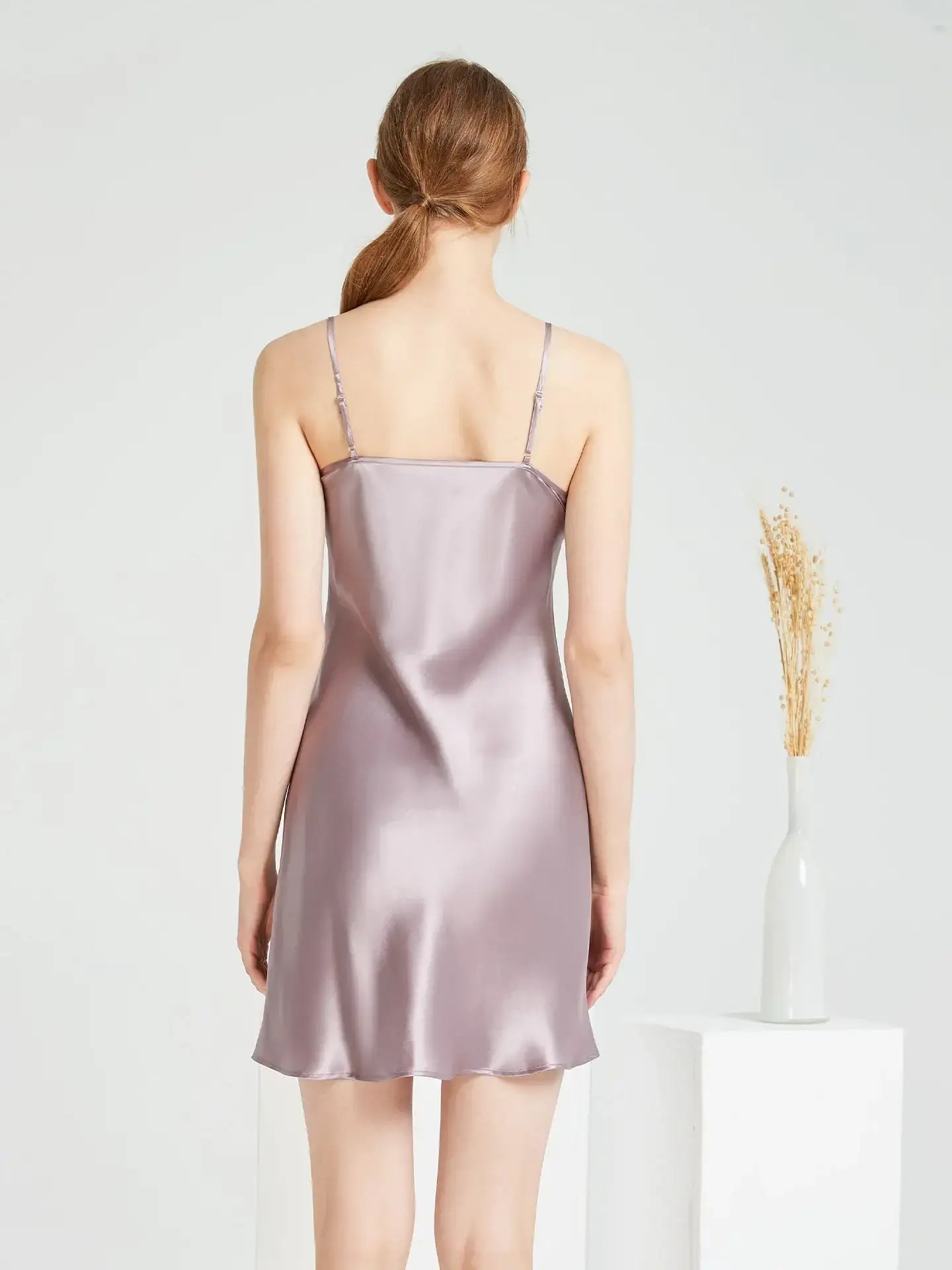 Silk V-neck Suspender Skirt