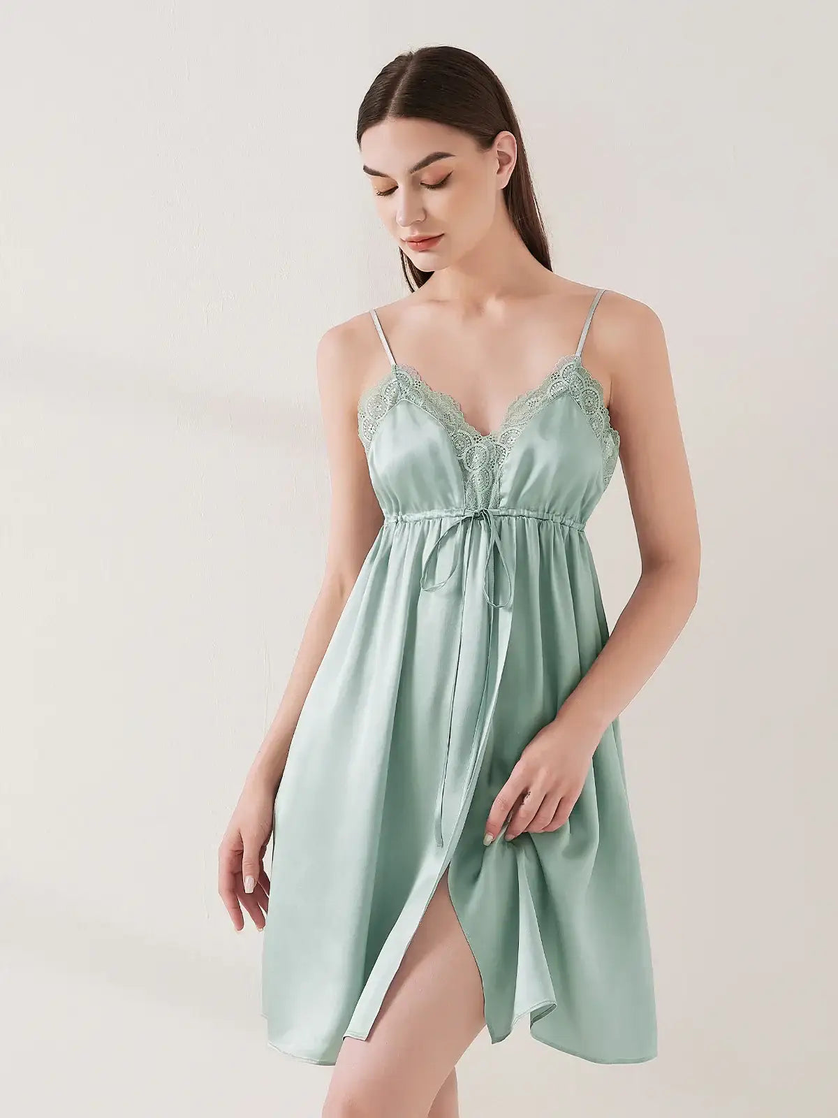 Sexy Lace Suspender Skirt#color_Mint Green