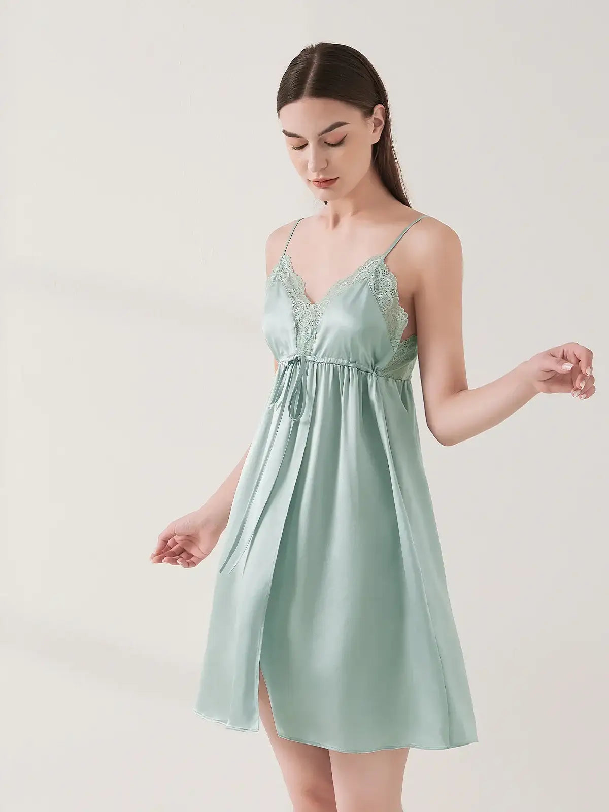 Sexy Lace Suspender Skirt#color_Mint Green