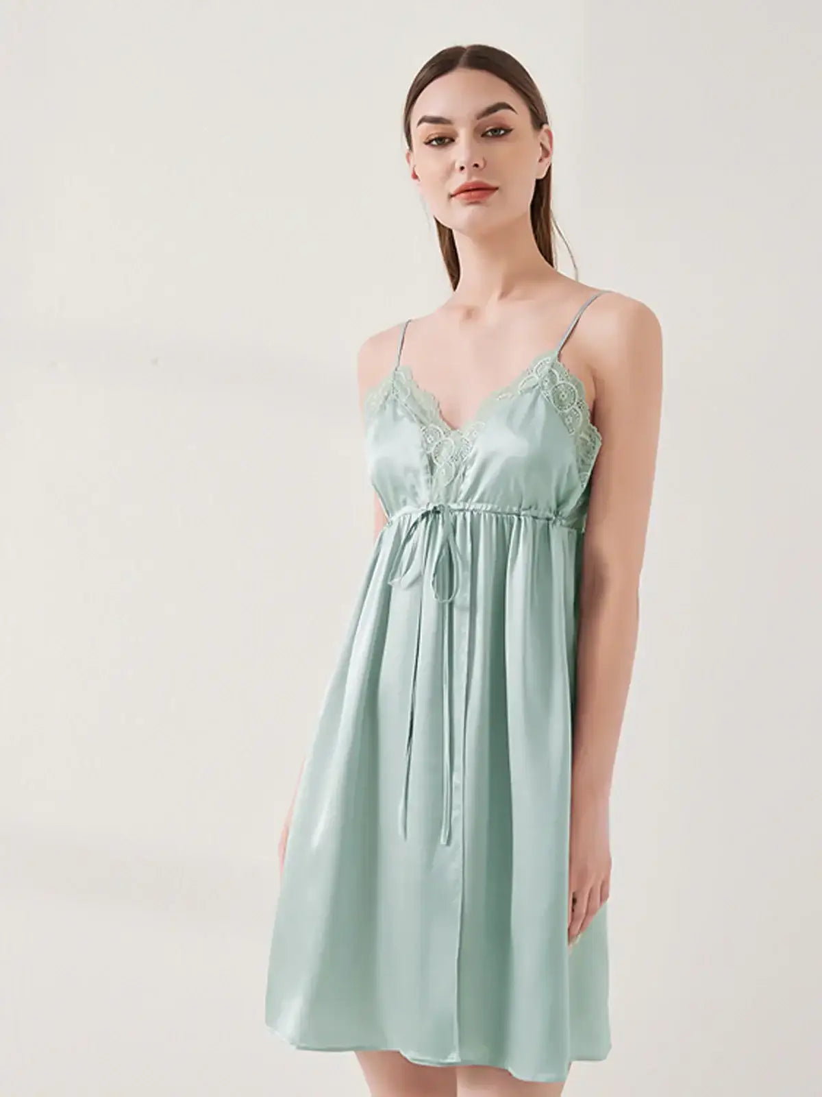 Sexy Lace Suspender Skirt#color_Mint Green