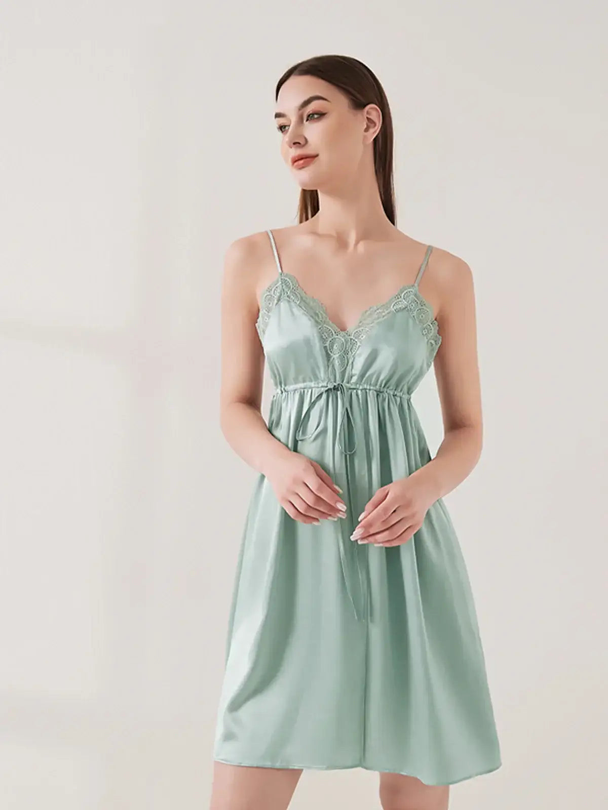 Sexy Lace Suspender Skirt#color_Mint Green