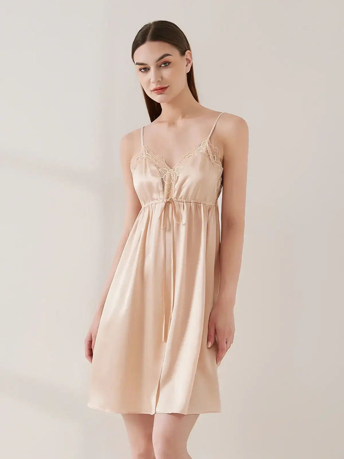 Sexy Lace Suspender Skirt#color_Blush Beige