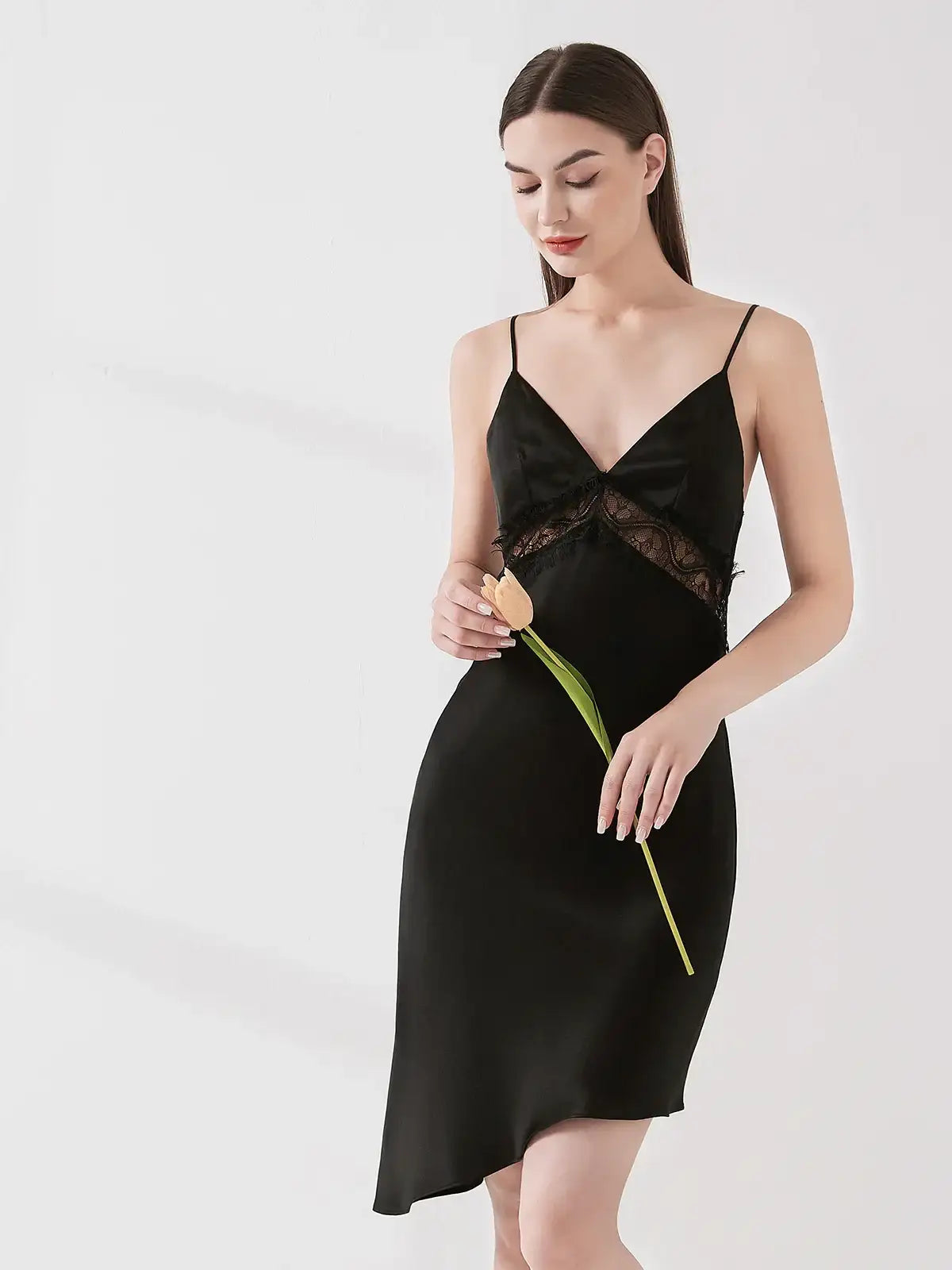 Lace Patchwork Elegant Suspender Skirt - JANCESILK