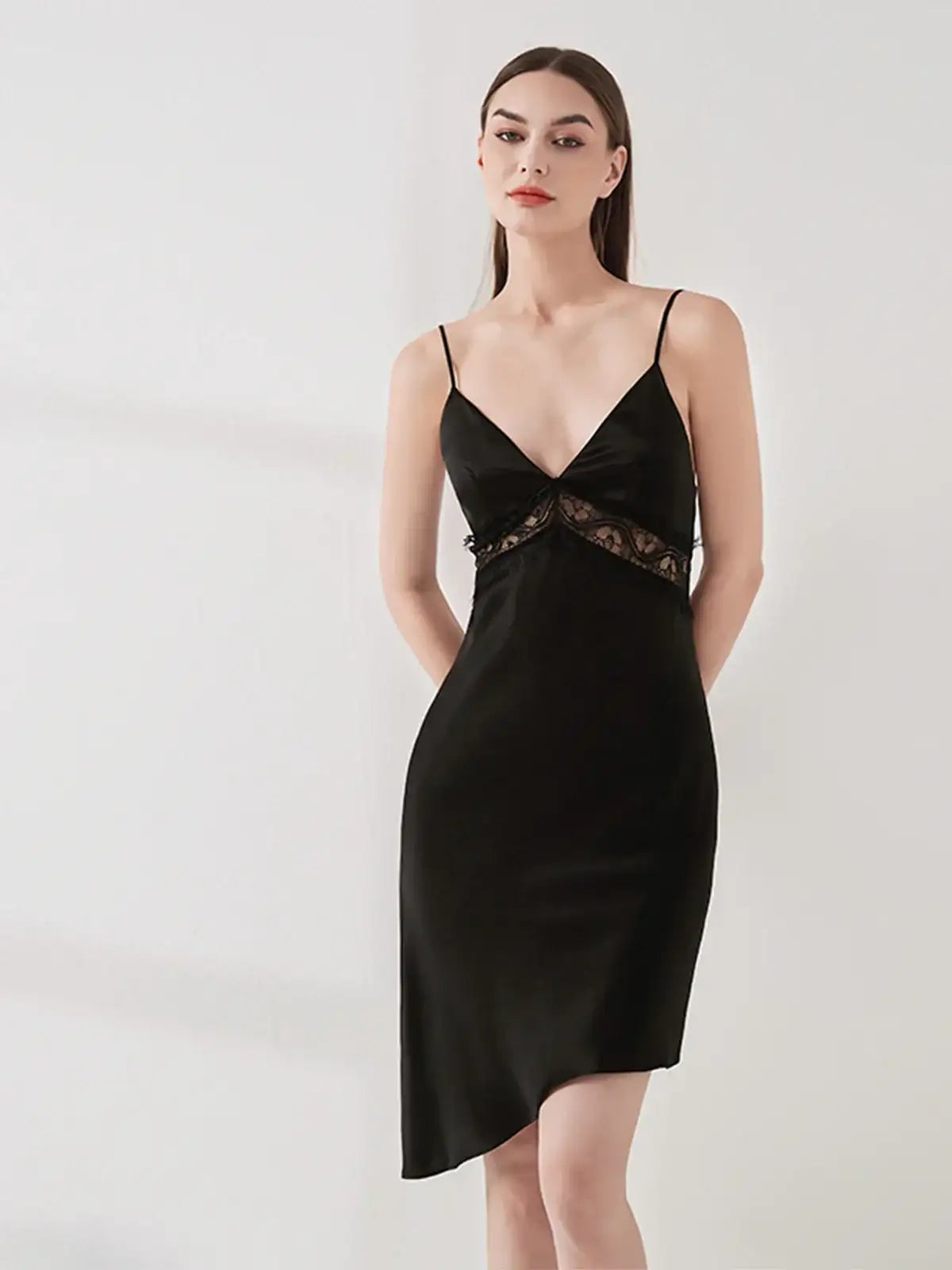 Lace Patchwork Elegant Suspender Skirt - JANCESILK
