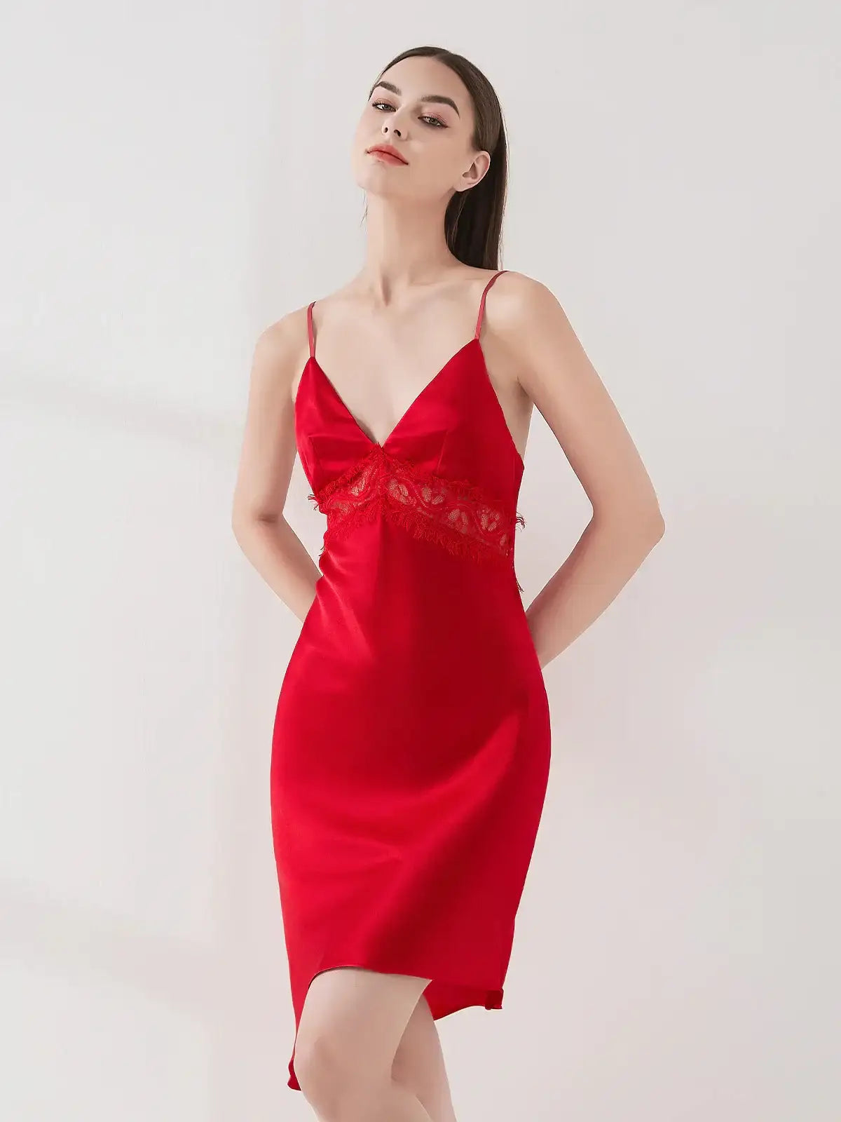Lace Patchwork Elegant Suspender Skirt - JANCESILK