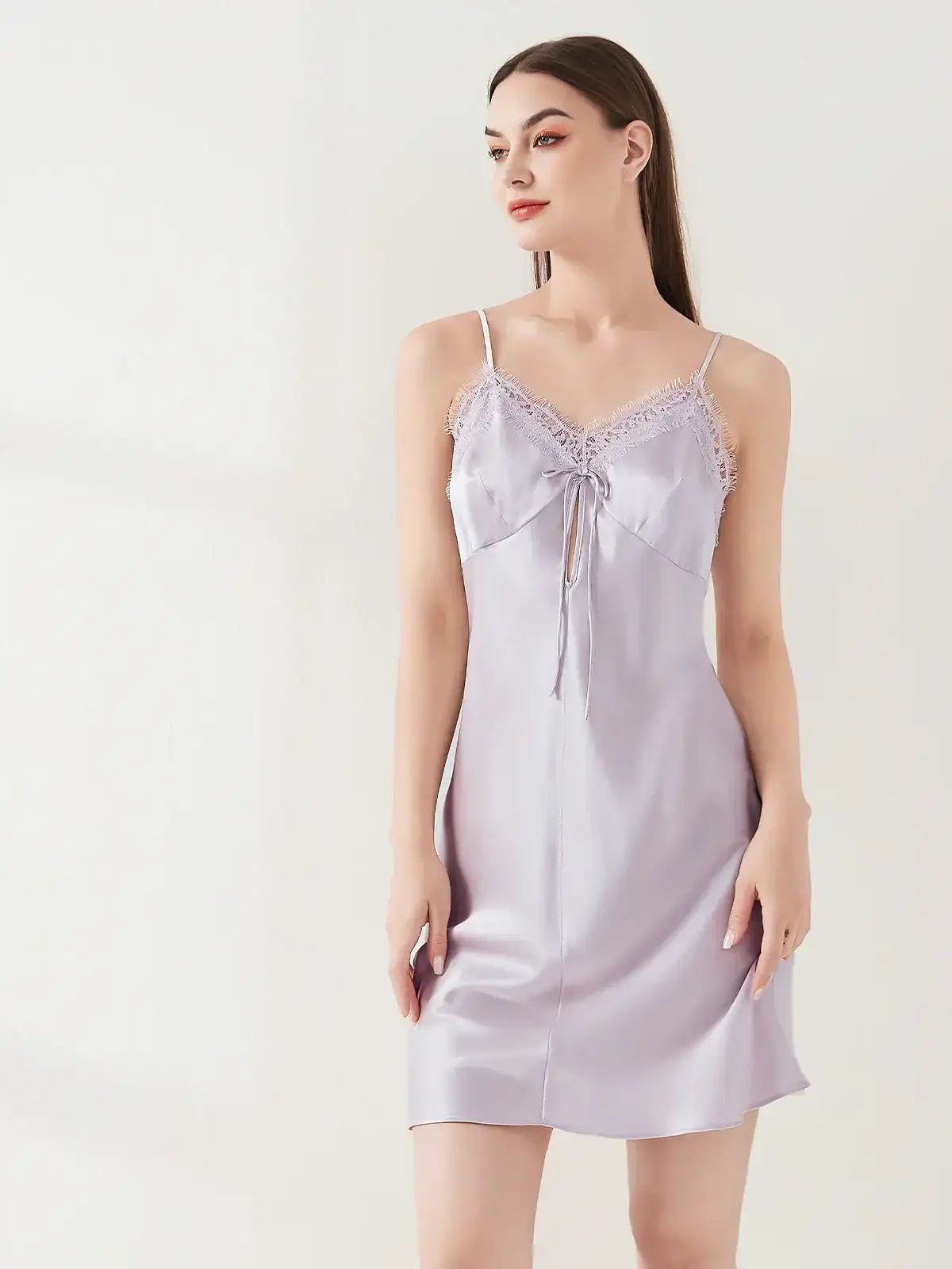 Lace Bow Smart Suspender Skirt - JANCESILK