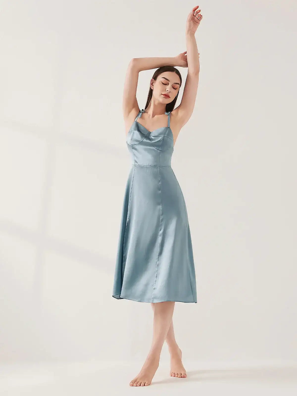 Tie-Sleeve Slip Dress - JANCESILK