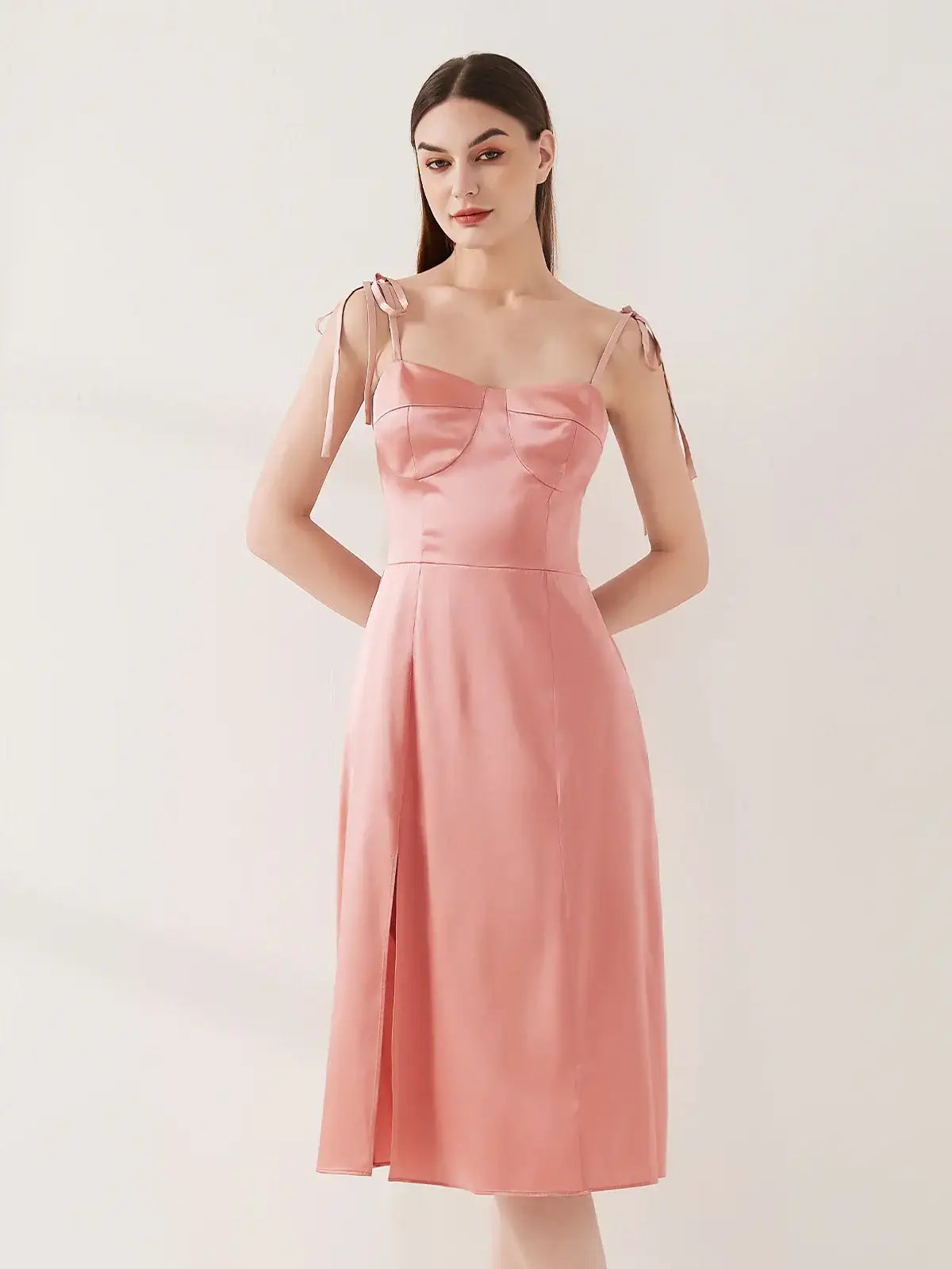 Tie-Sleeve Slip Dress - JANCESILK