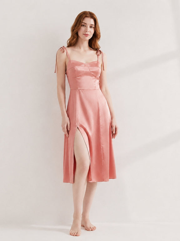 Silk Midi Slip Dress for Women#color_RosePink