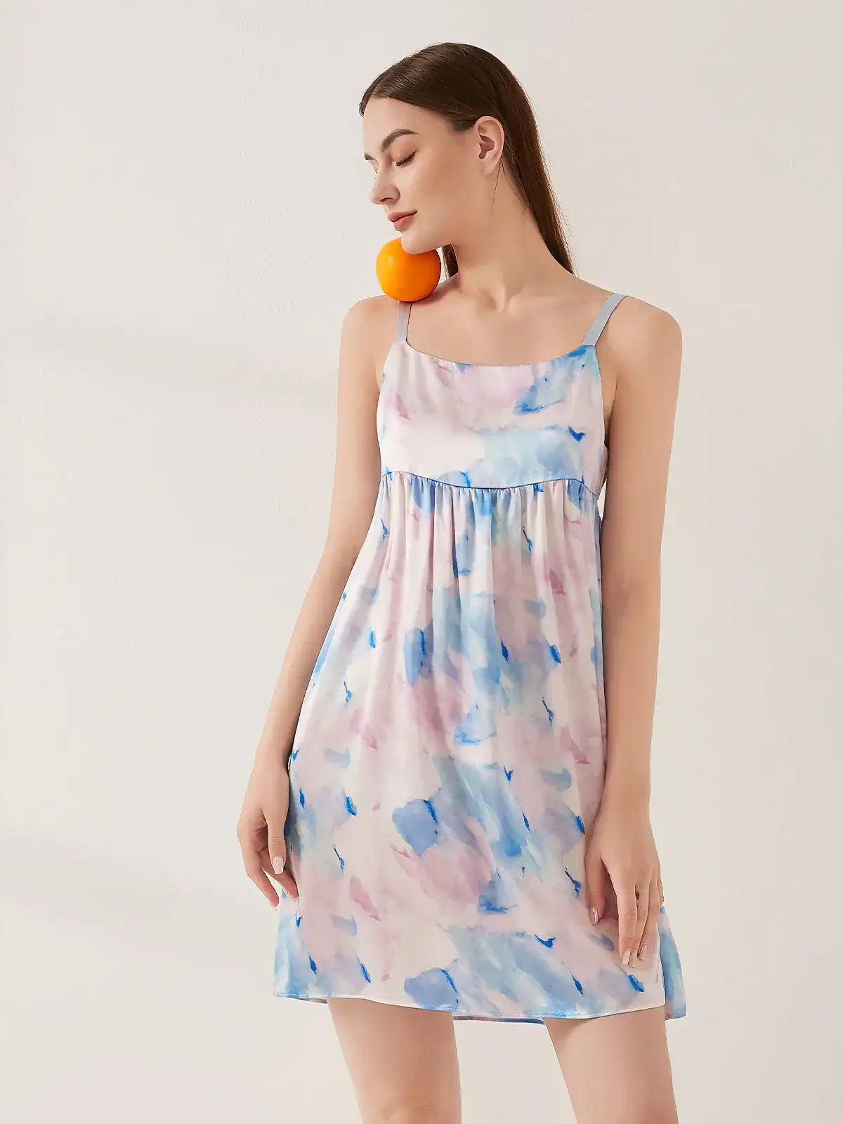 Watercolor print suspender skirt - JANCESILK