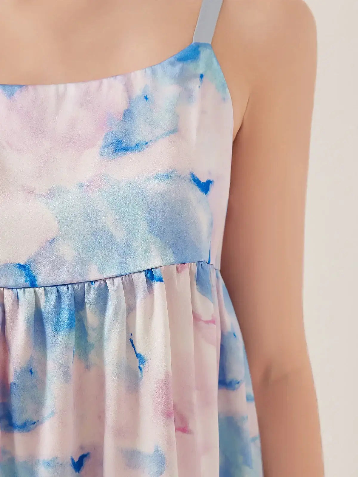 Watercolor print suspender skirt - JANCESILK